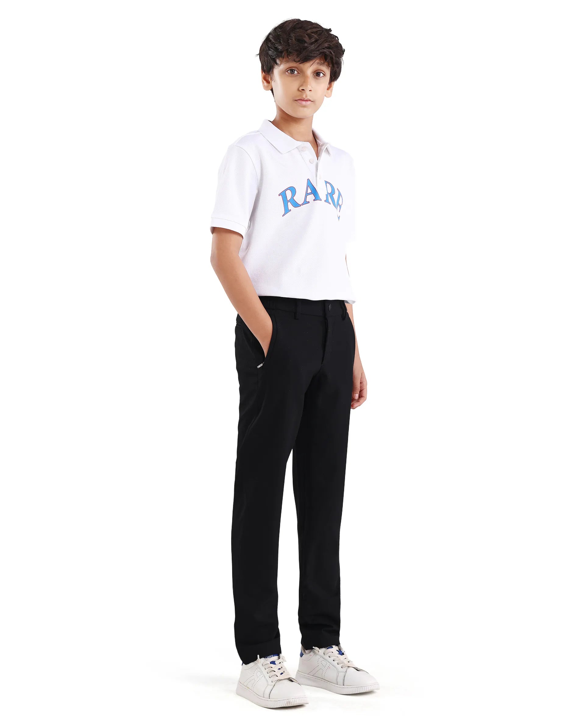 Rare Ones Boys Black Slim Fit Polyester Blend Trouser