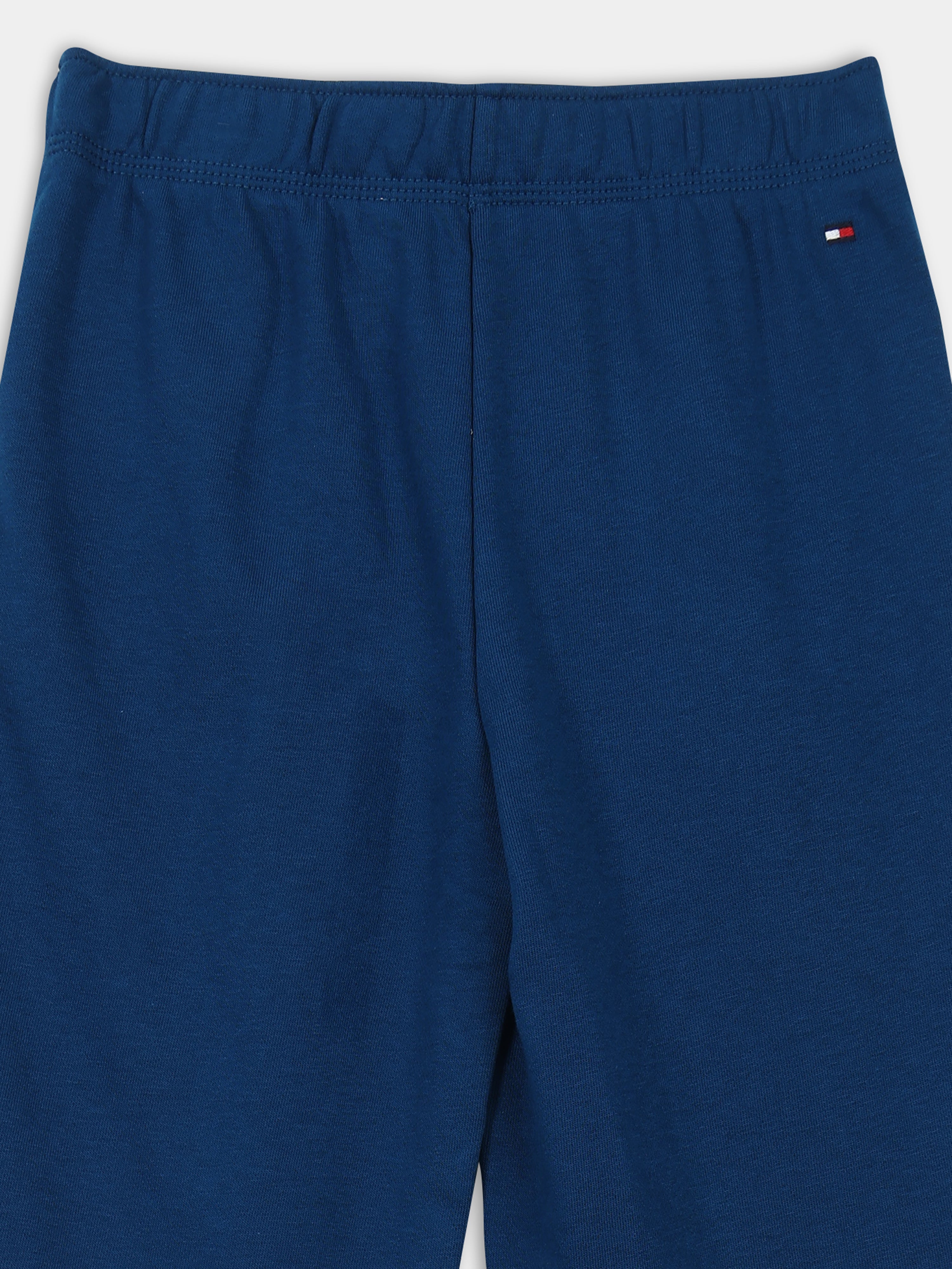 Girls Blue Cotton Blend Casual Drawstring Bottom