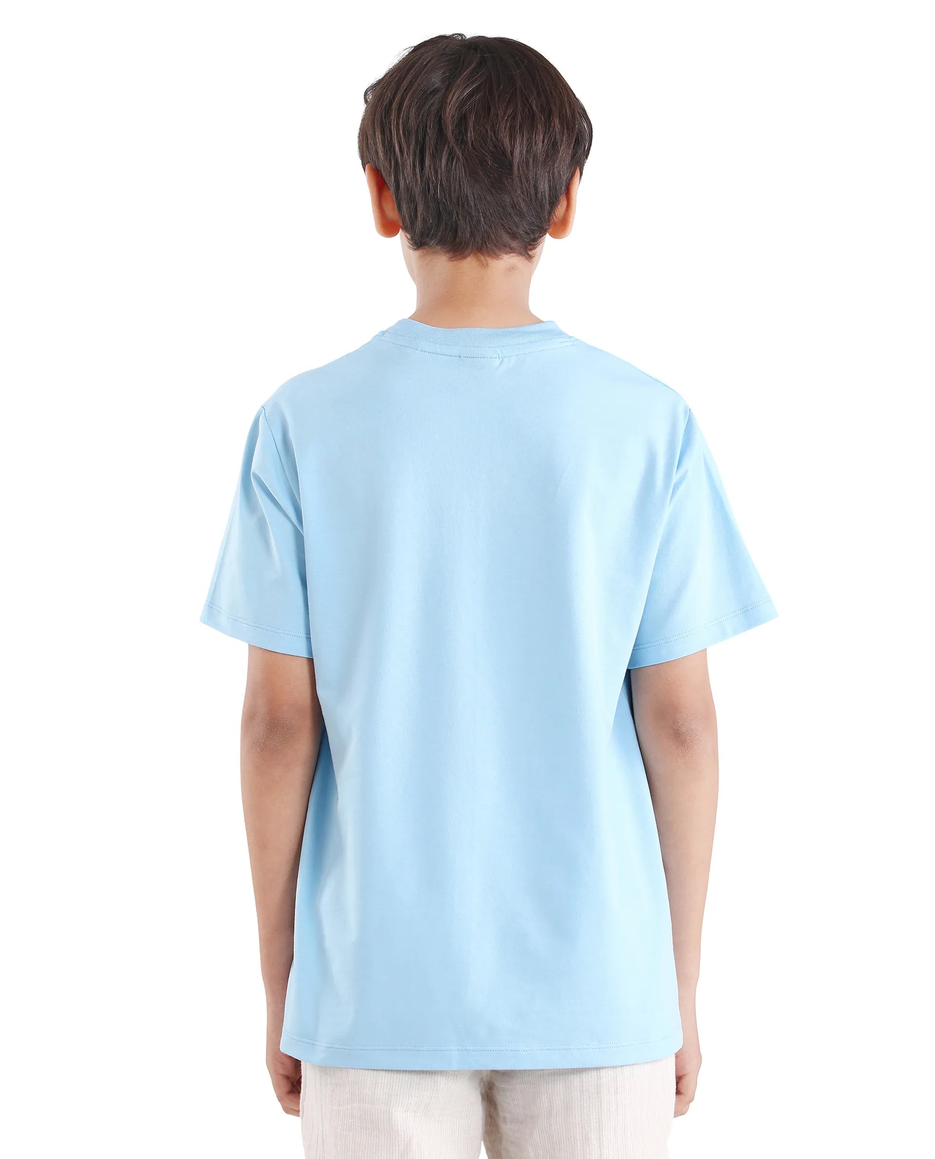 Rare Ones Boys Light Blue HD Print Regular Fit T-Shirt