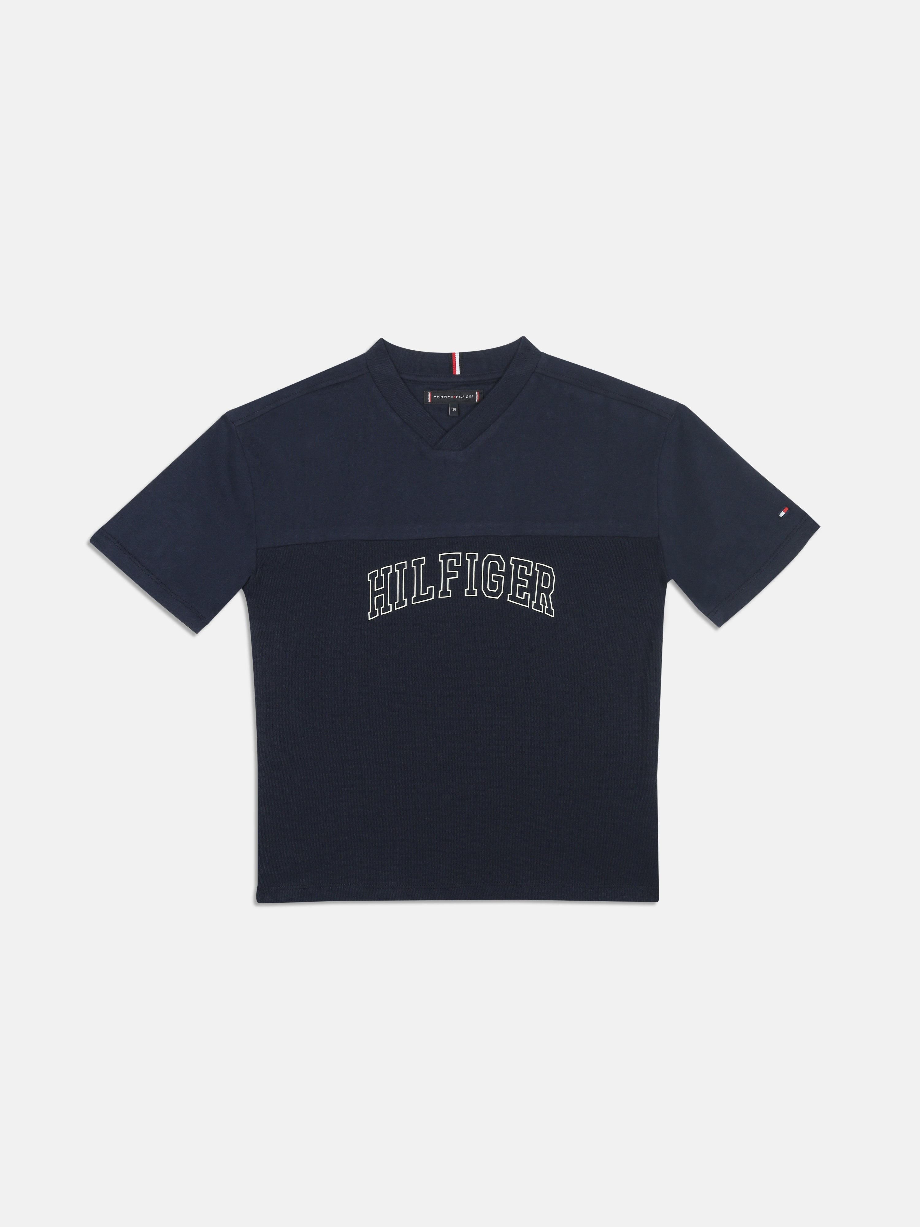Boys Navy Logo Cotton T Shirt