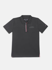 Boys Black Solid Cotton Polo T-Shirt Regular Fit
