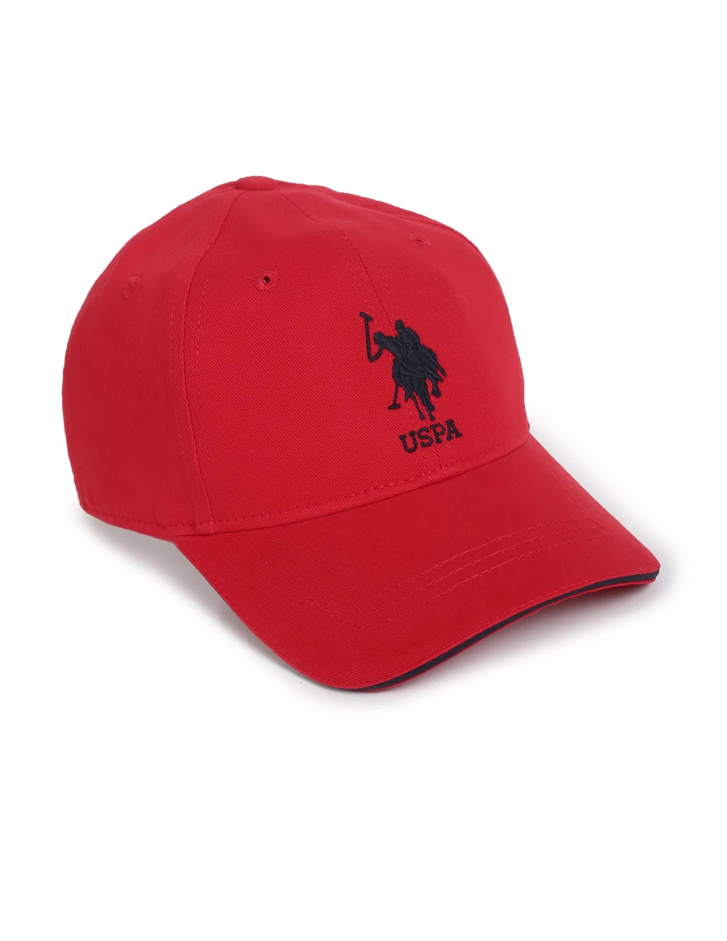 Boys Red Cotton Solid Logo Casual Cap