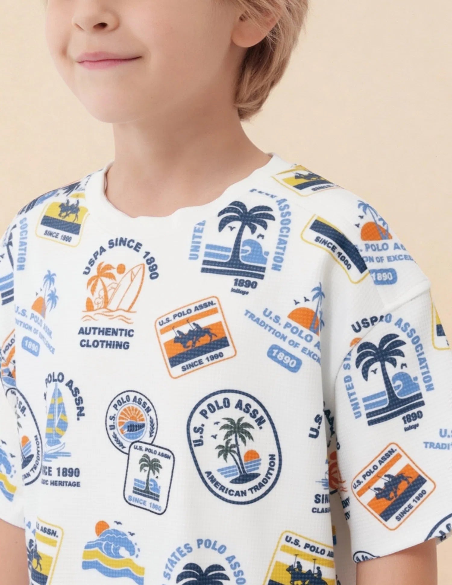 Boys White Cotton Blend Graphic Oversized Fit T-Shirt