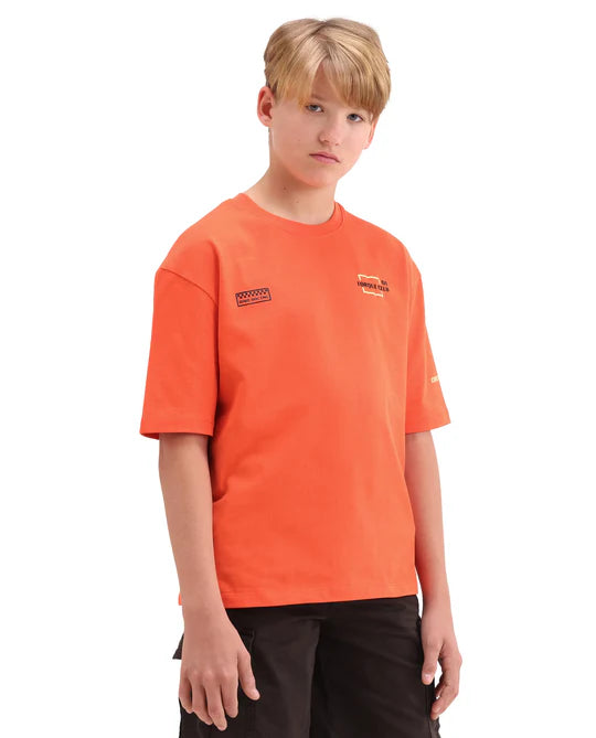 Rare Ones Boys Orange Puff Print Oversized Cotton T-Shirt