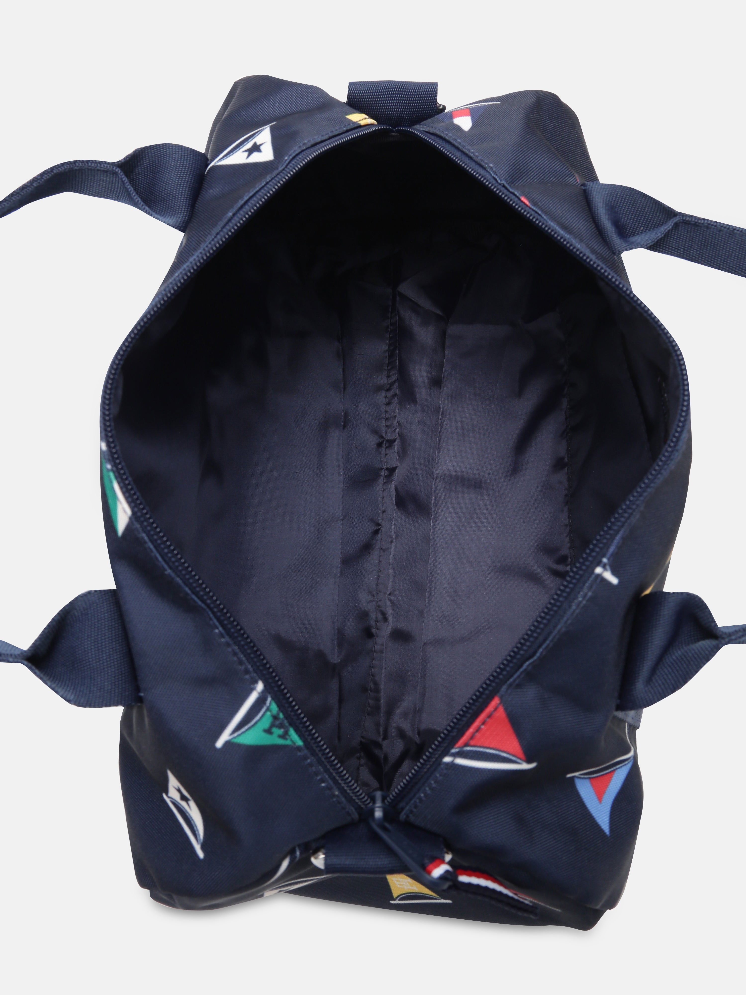 Kids Navy Printed Polyester Casual Zip Bag