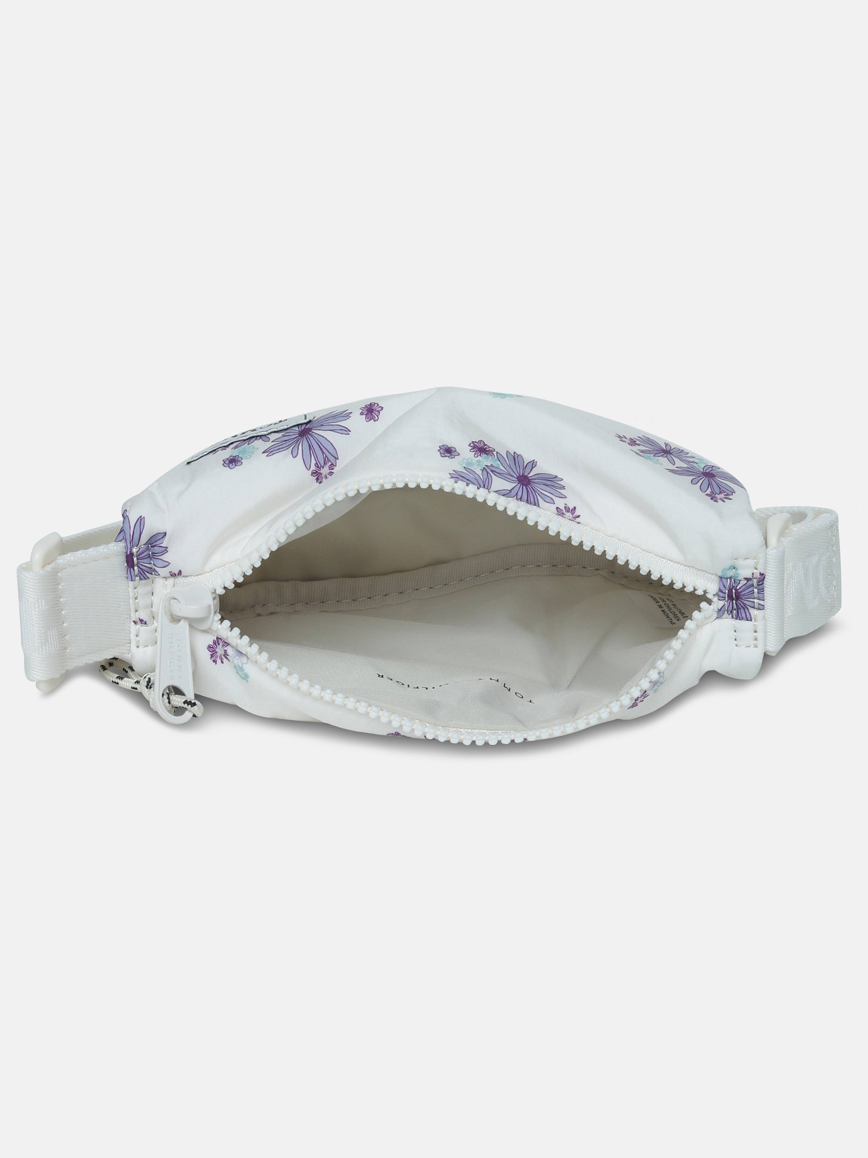 Kids White Printed Recycled Nylon Casual Zip Bag