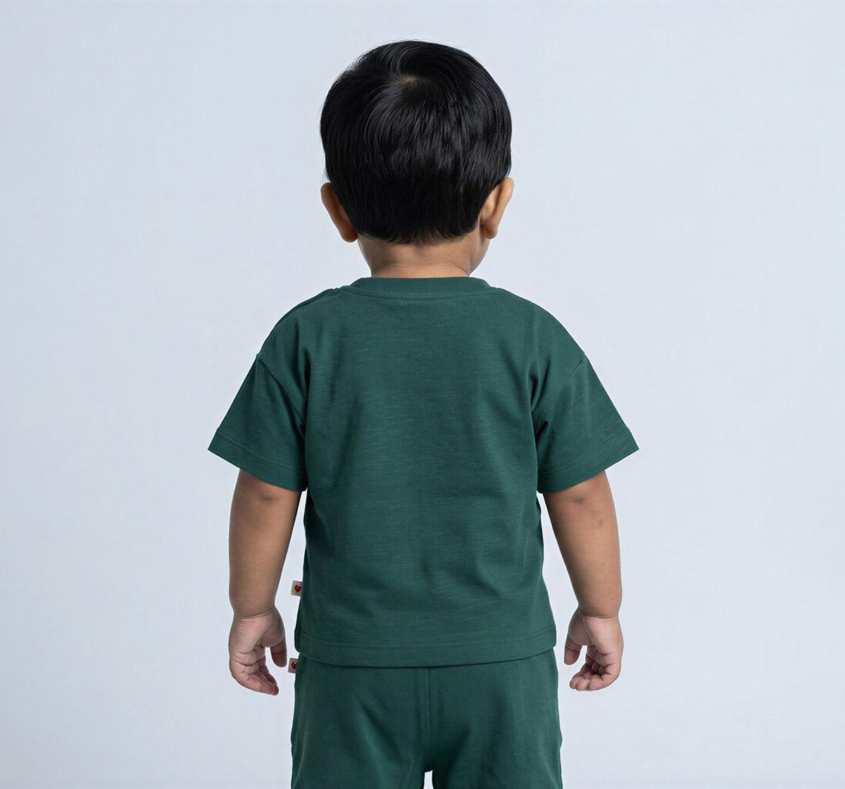 Antifit Tee with Applique & Embroidery Green