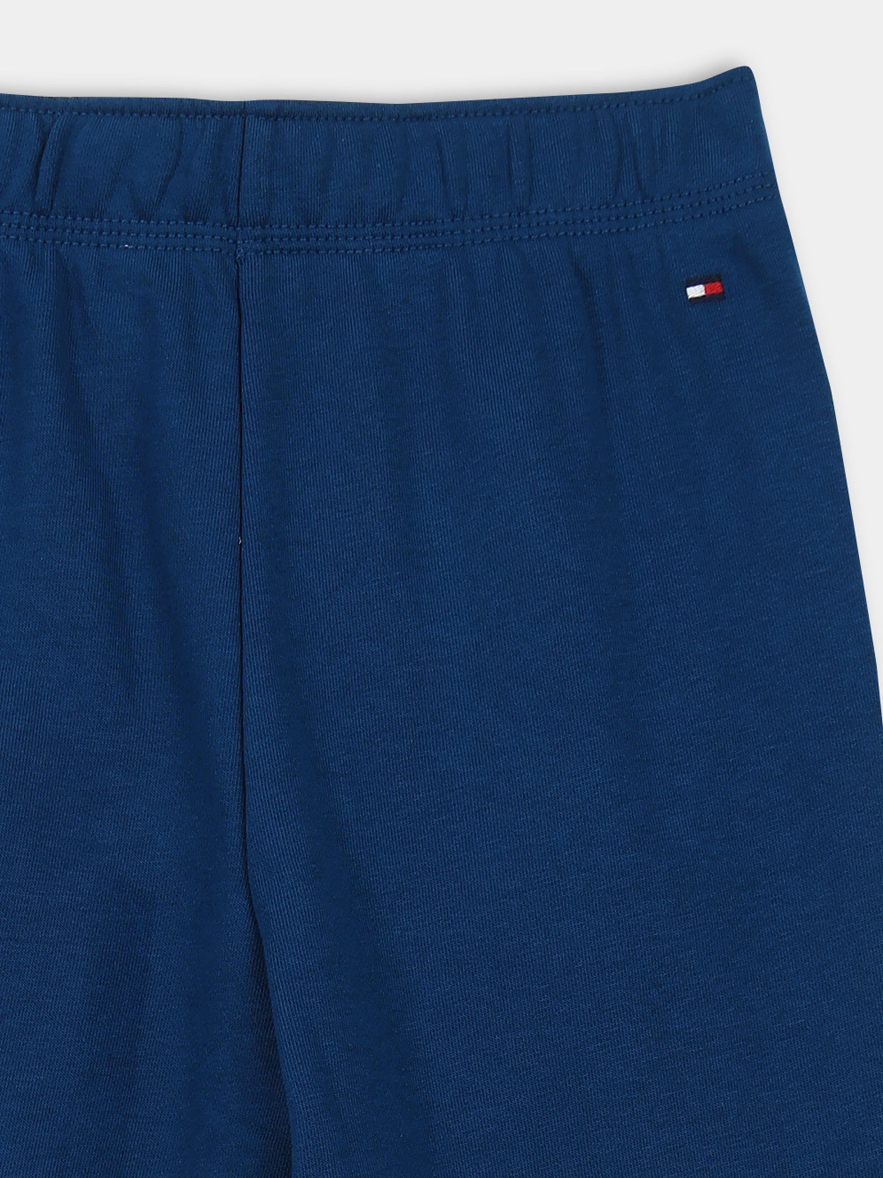 Girls Blue Cotton Blend Casual Drawstring Bottom