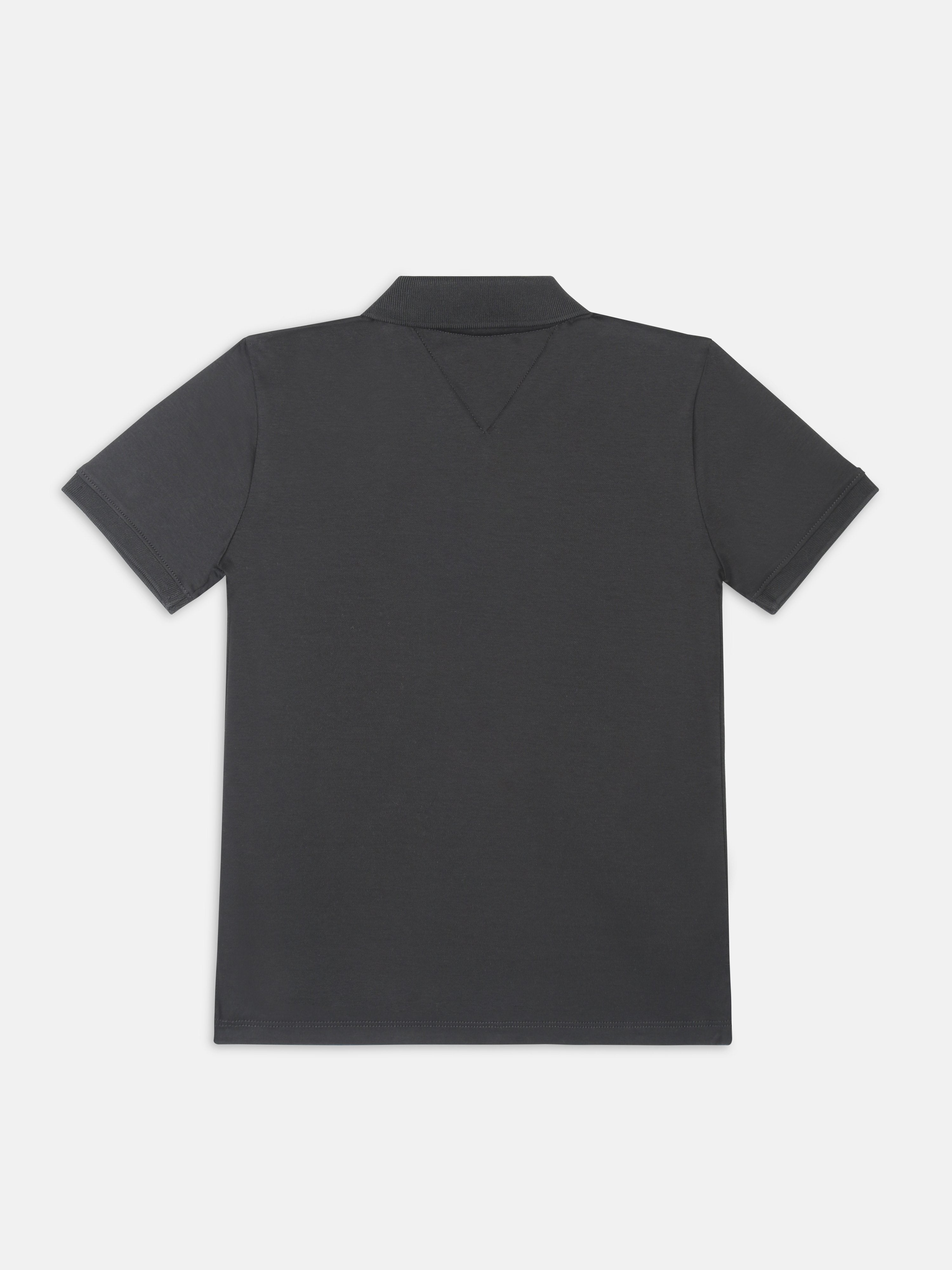 Boys Black Solid Cotton Polo T-Shirt Regular Fit