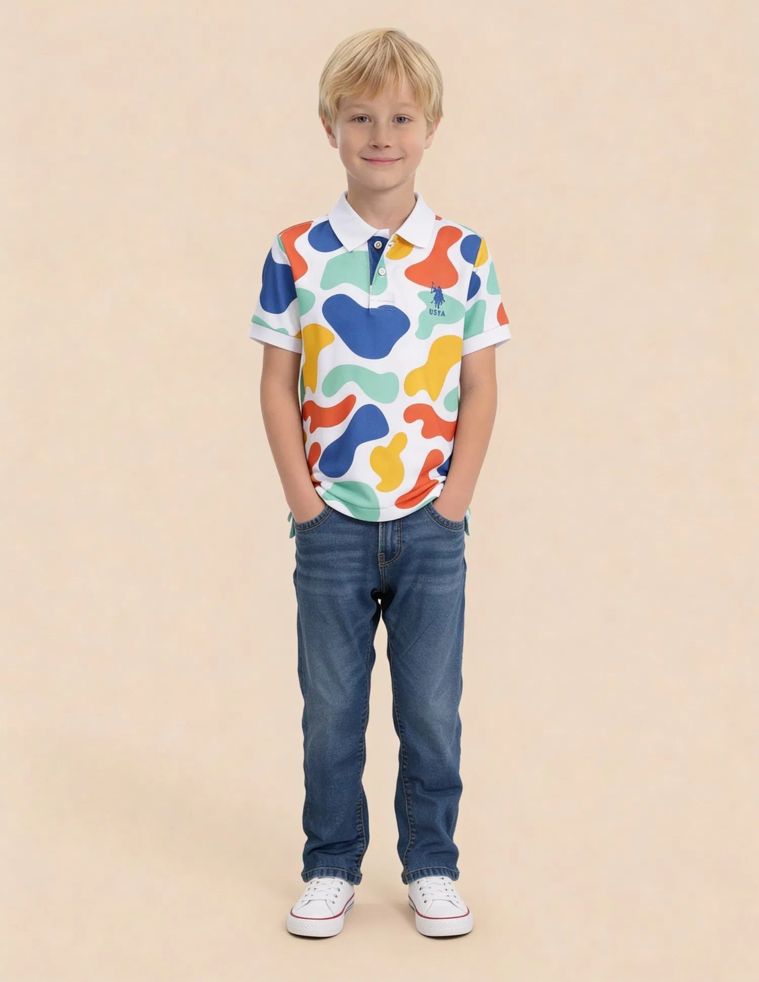 Boys Light Brown Cotton Casual T-Shirt