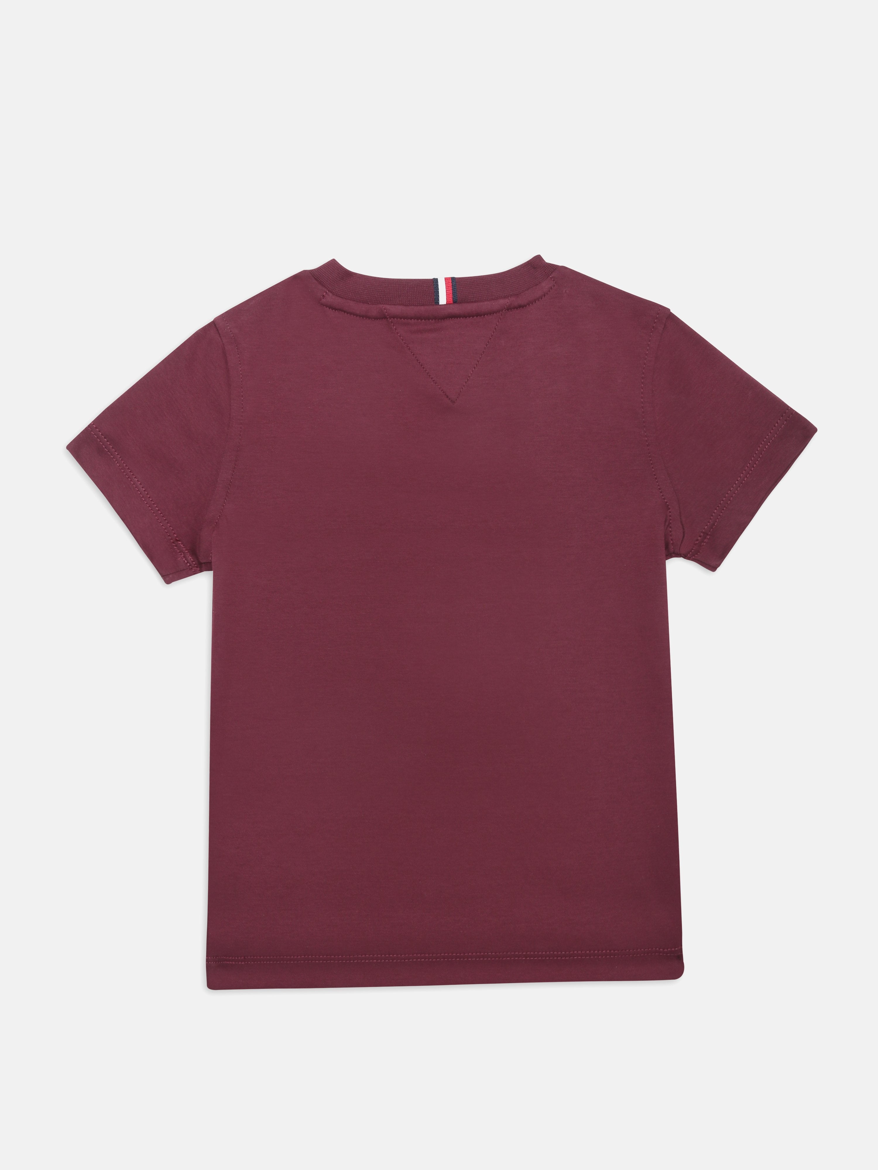 Boys Burgundy Logo Crew Neck Regular Fit Cotton Knit Top