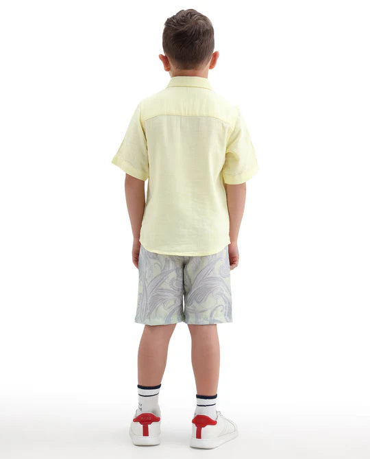 Rare Ones Boys Fluorescent Green Viscose Blend Shorts