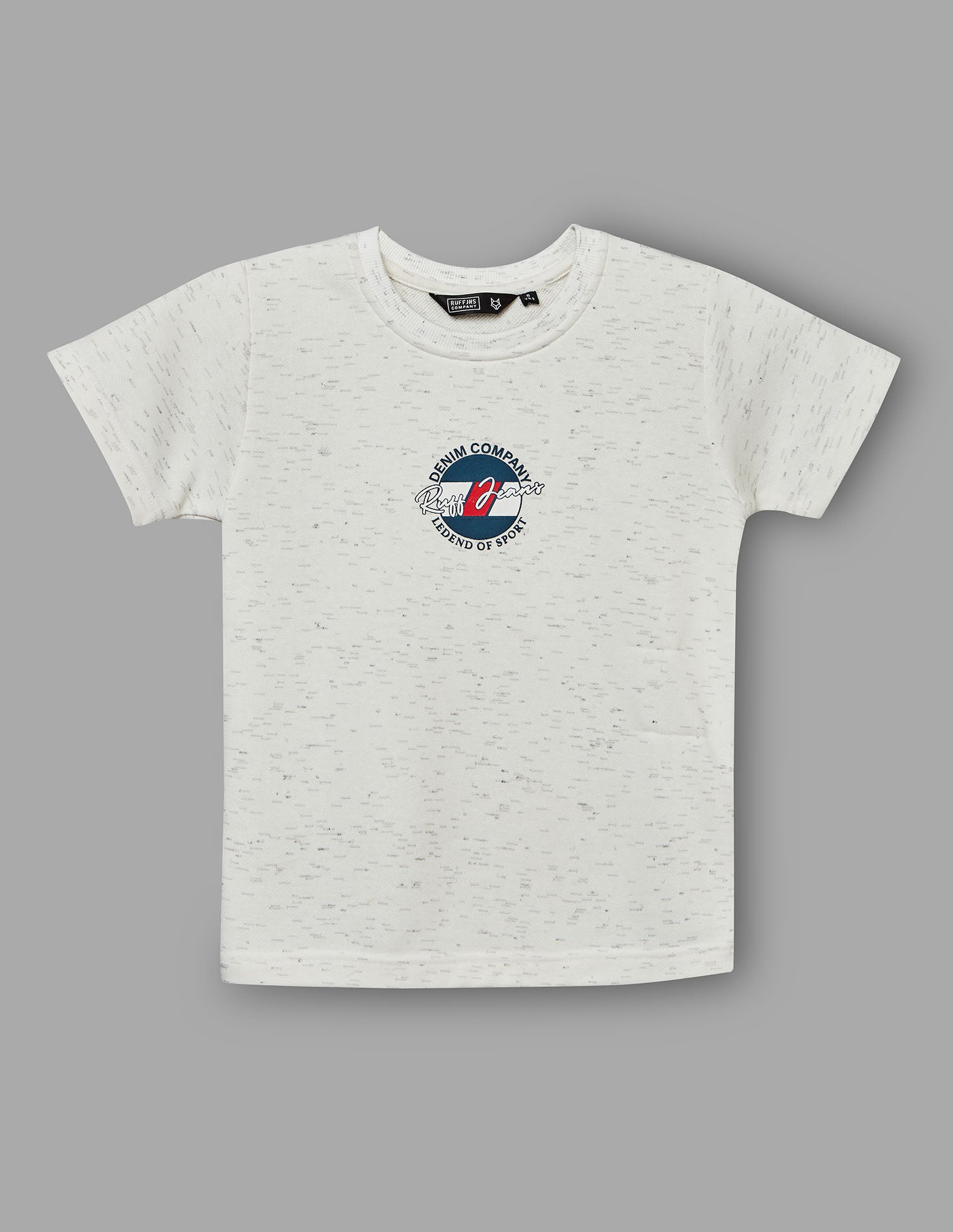 Boys Ecru Cotton Stretch Crew Neck T-Shirt