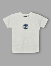 Boys Ecru Cotton Stretch Crew Neck T-Shirt
