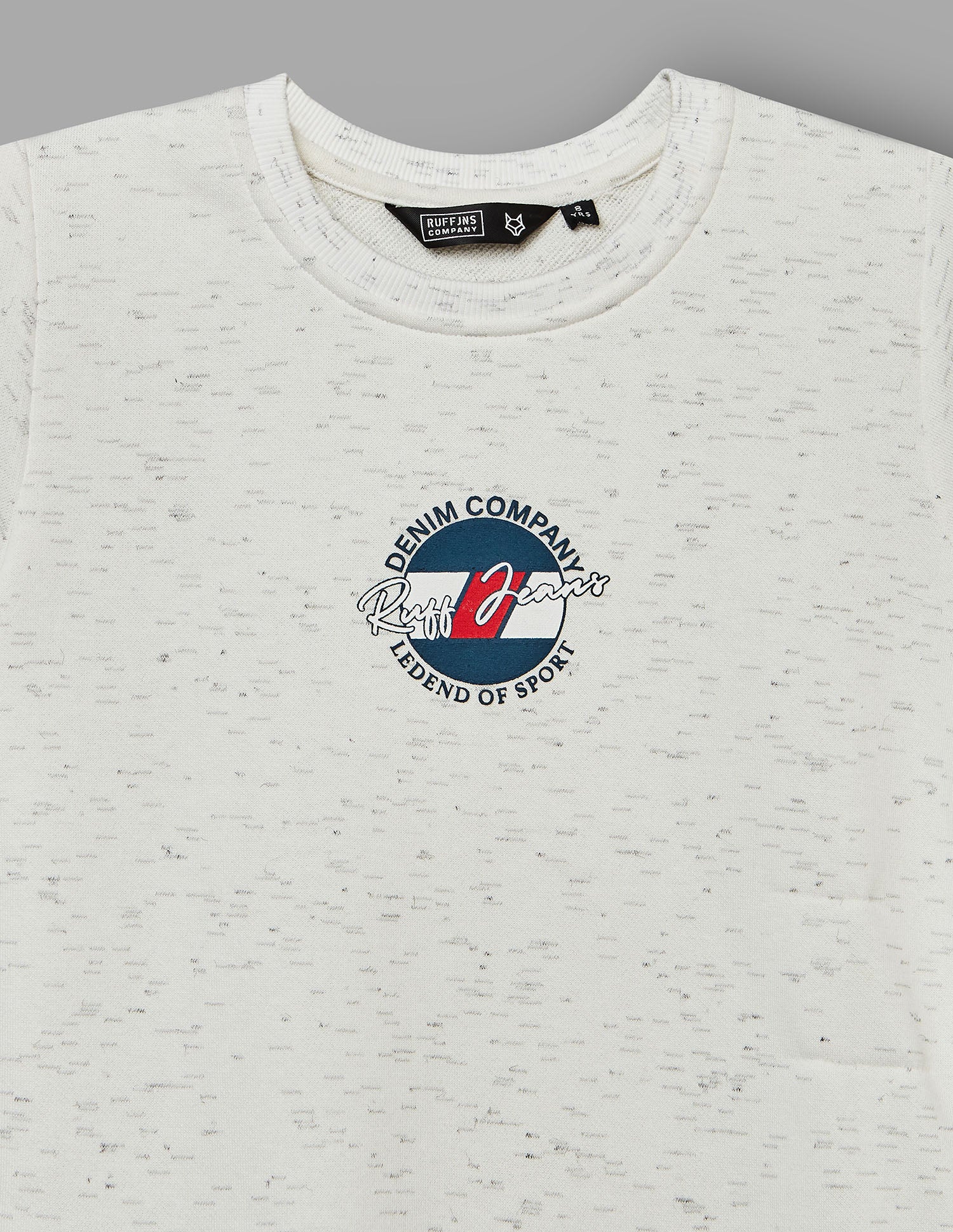 Boys Ecru Cotton Stretch Crew Neck T-Shirt