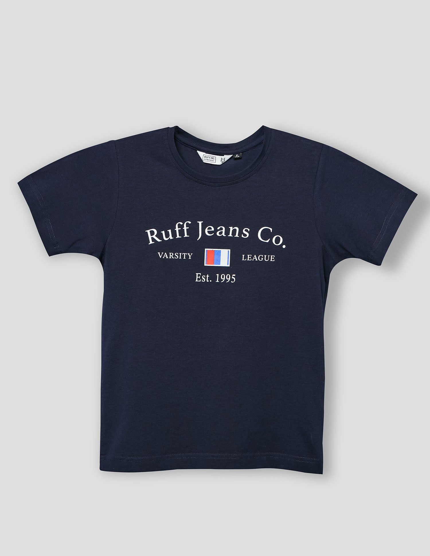 Boys Navy Cotton Stretch Graphic Crew Neck T-Shirt