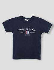 Boys Navy Cotton Stretch Graphic Crew Neck T-Shirt