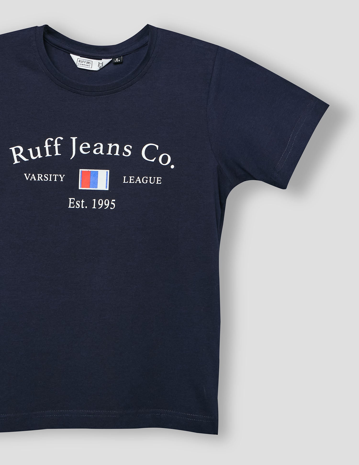 Boys Navy Cotton Stretch Graphic Crew Neck T-Shirt