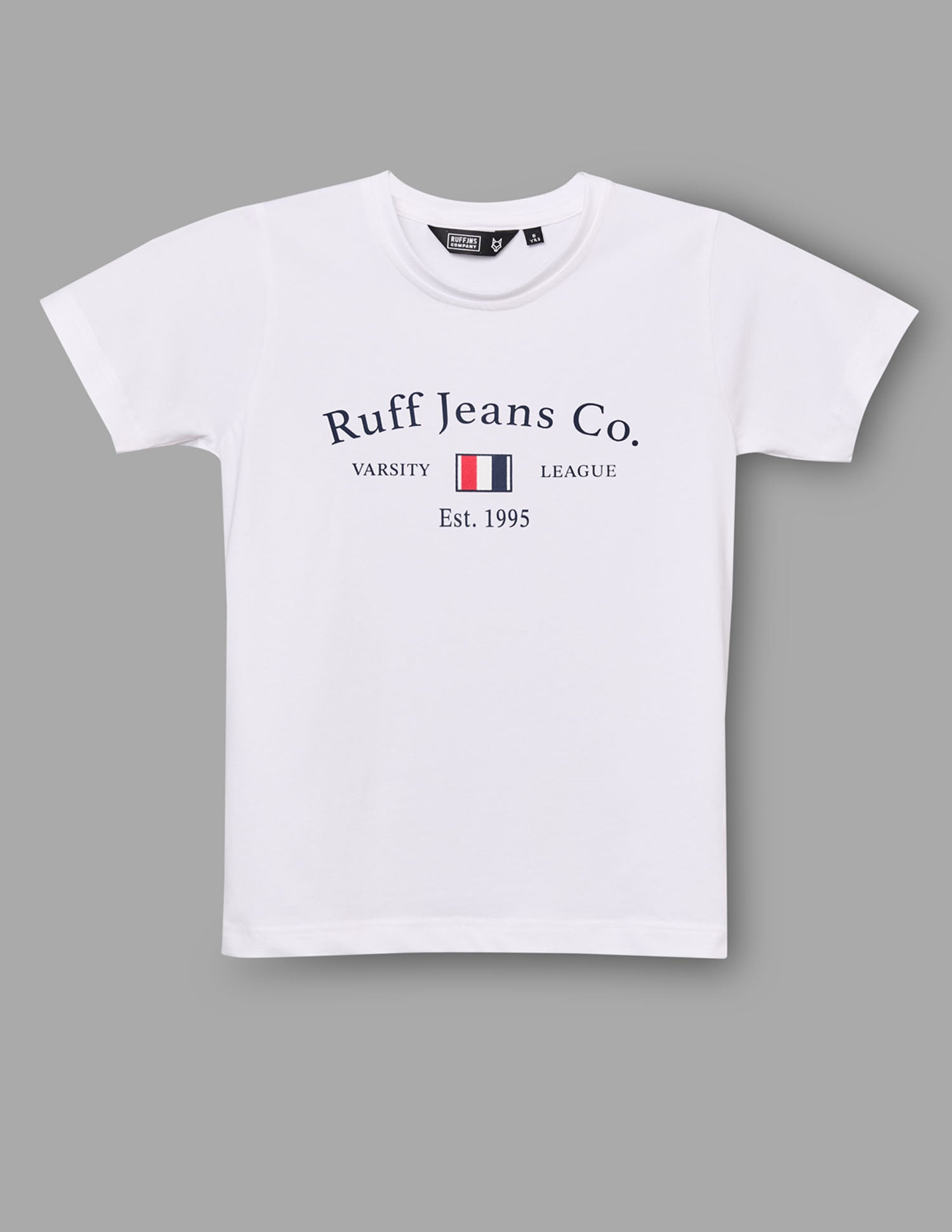 Boys White Cotton Stretch Graphic Crew Neck T-Shirt