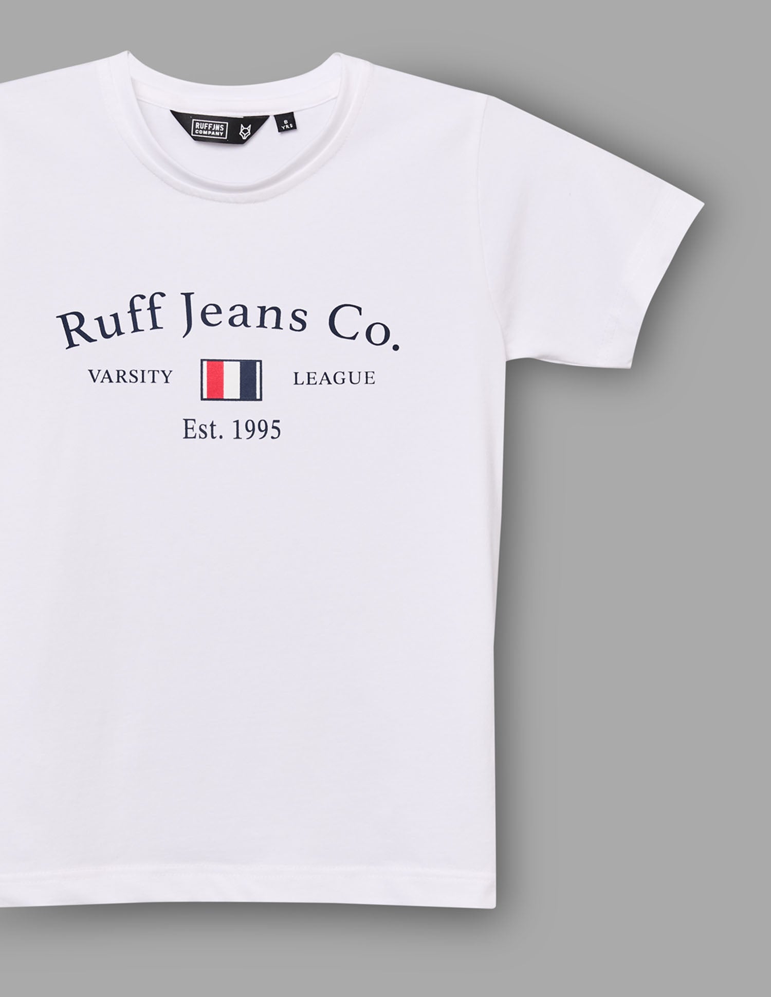 Boys White Cotton Stretch Graphic Crew Neck T-Shirt