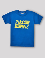 Boys Royal Blue Cotton Stretch Graphic Crew Neck T-Shirt