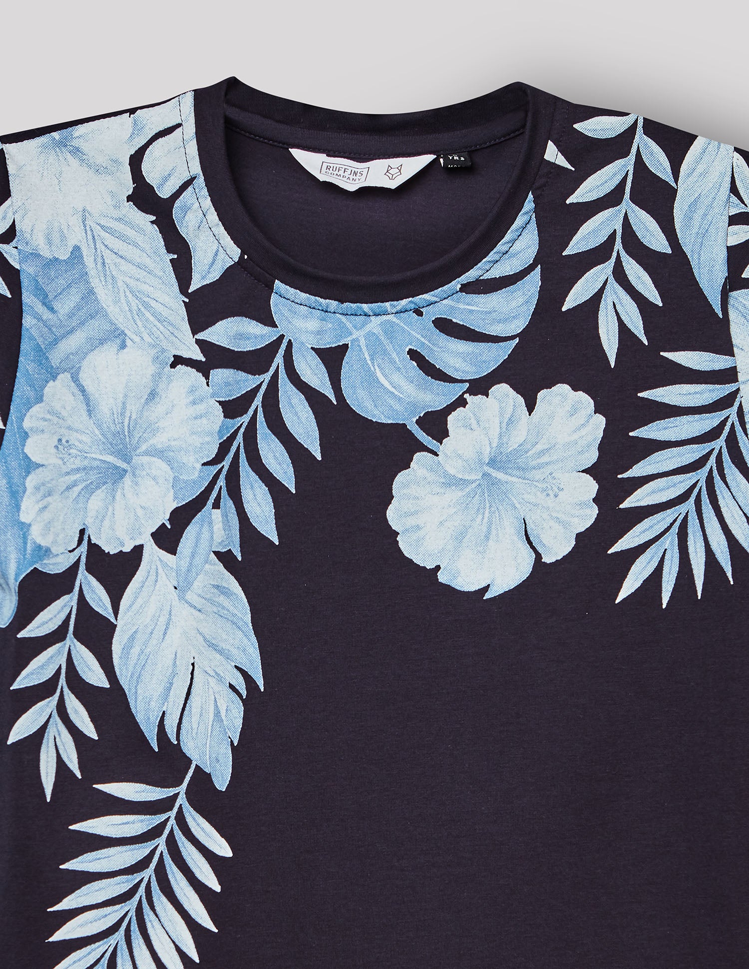 Boys Navy Cotton Stretch Printed Crew Neck T-Shirt