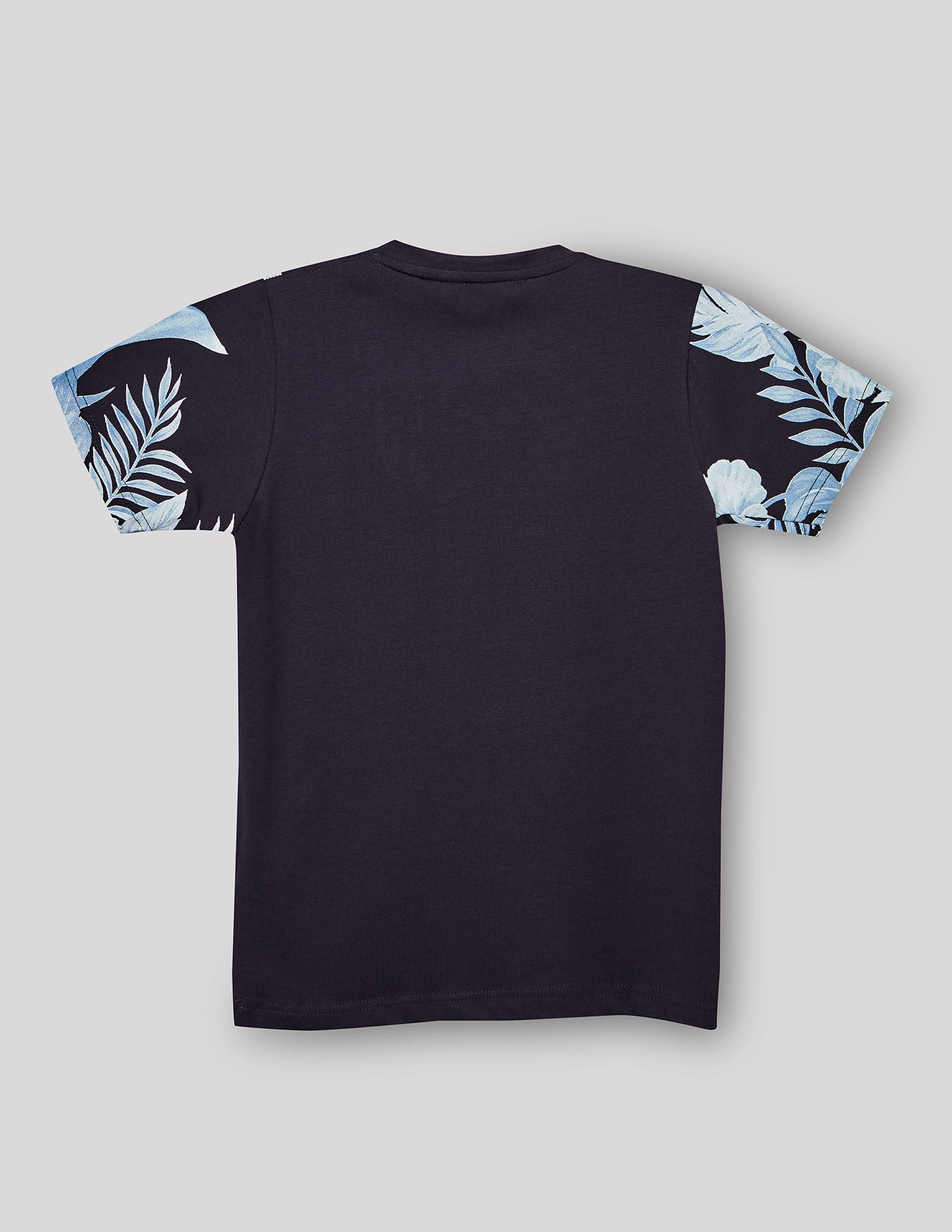 Boys Navy Cotton Stretch Printed Crew Neck T-Shirt
