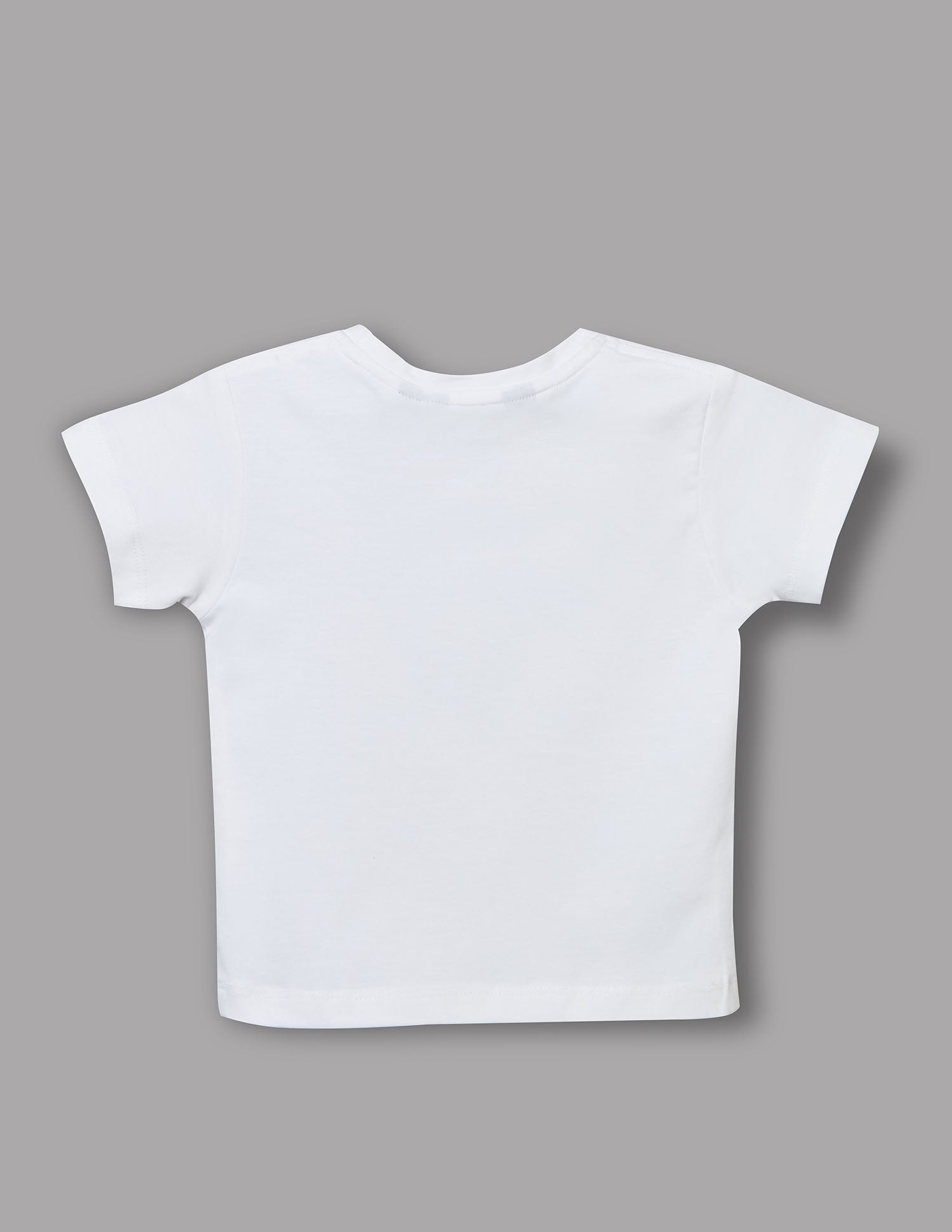 Boys White Cotton Stretch Crew Neck Smart Fashion T-Shirt