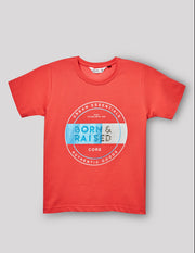 Boys Carrot Orange Cotton Stretch Crew Neck T-Shirt