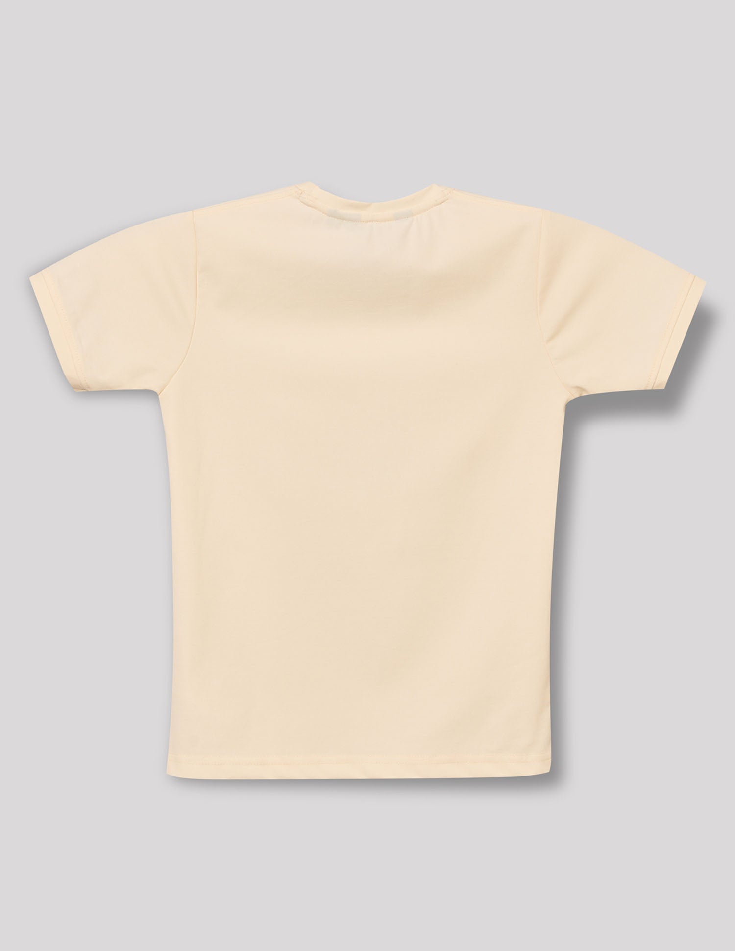 Boys Cream Stretch Crew Neck Fashion T-Shirt