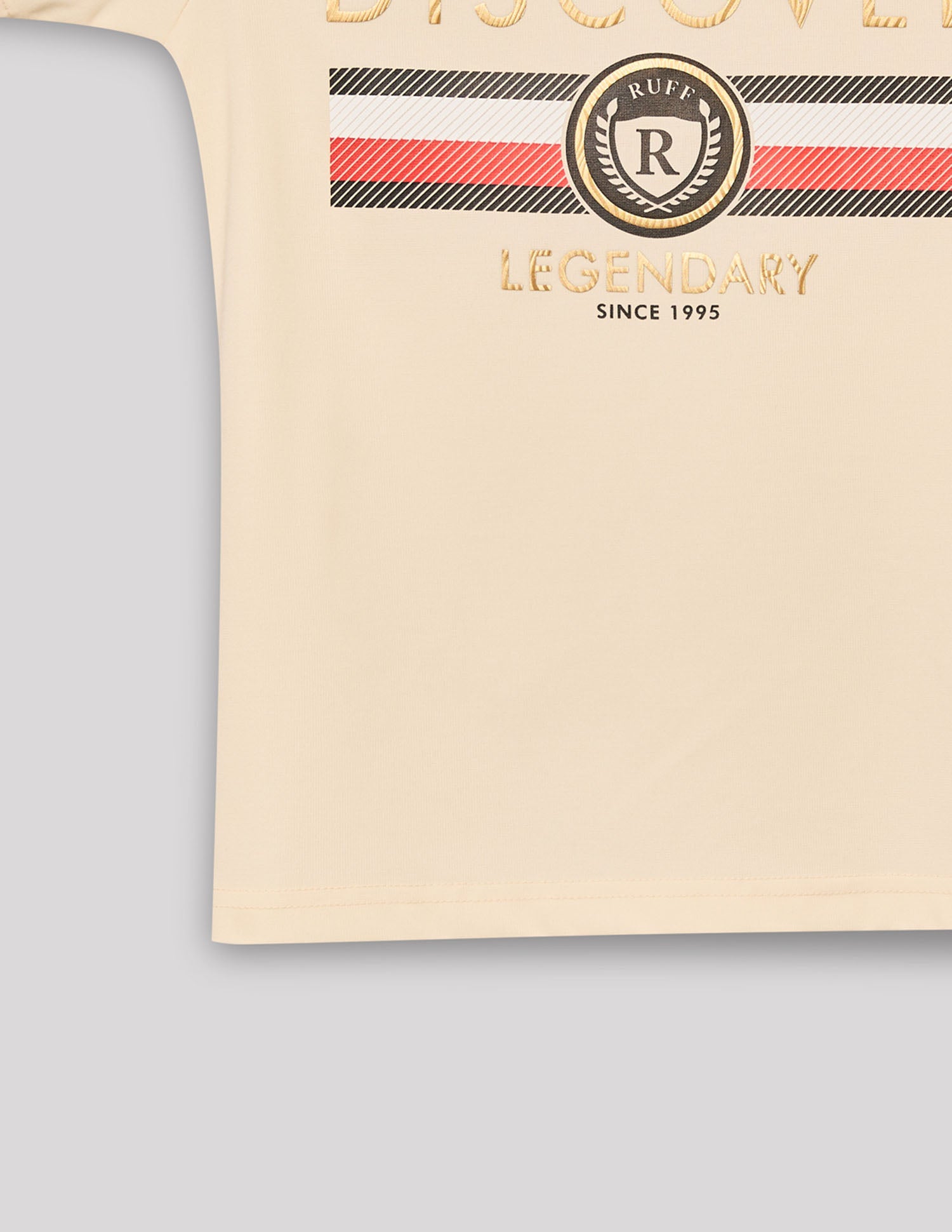 Boys Cream Stretch Crew Neck Fashion T-Shirt