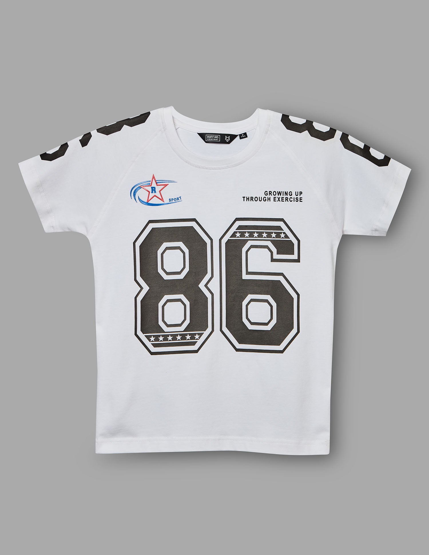Boys White Cotton Stretch Crew Neck Fashion T-Shirt