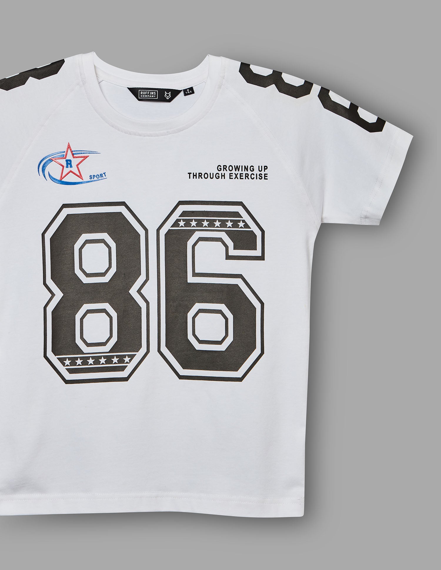 Boys White Cotton Stretch Crew Neck Fashion T-Shirt