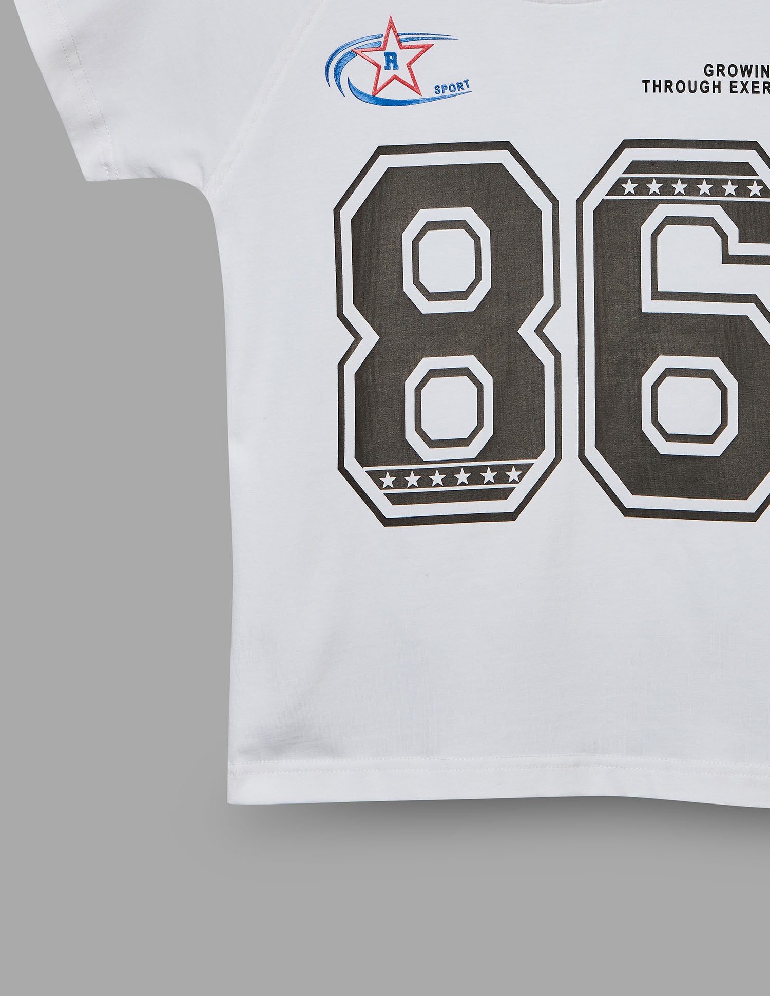 Boys White Cotton Stretch Crew Neck Fashion T-Shirt