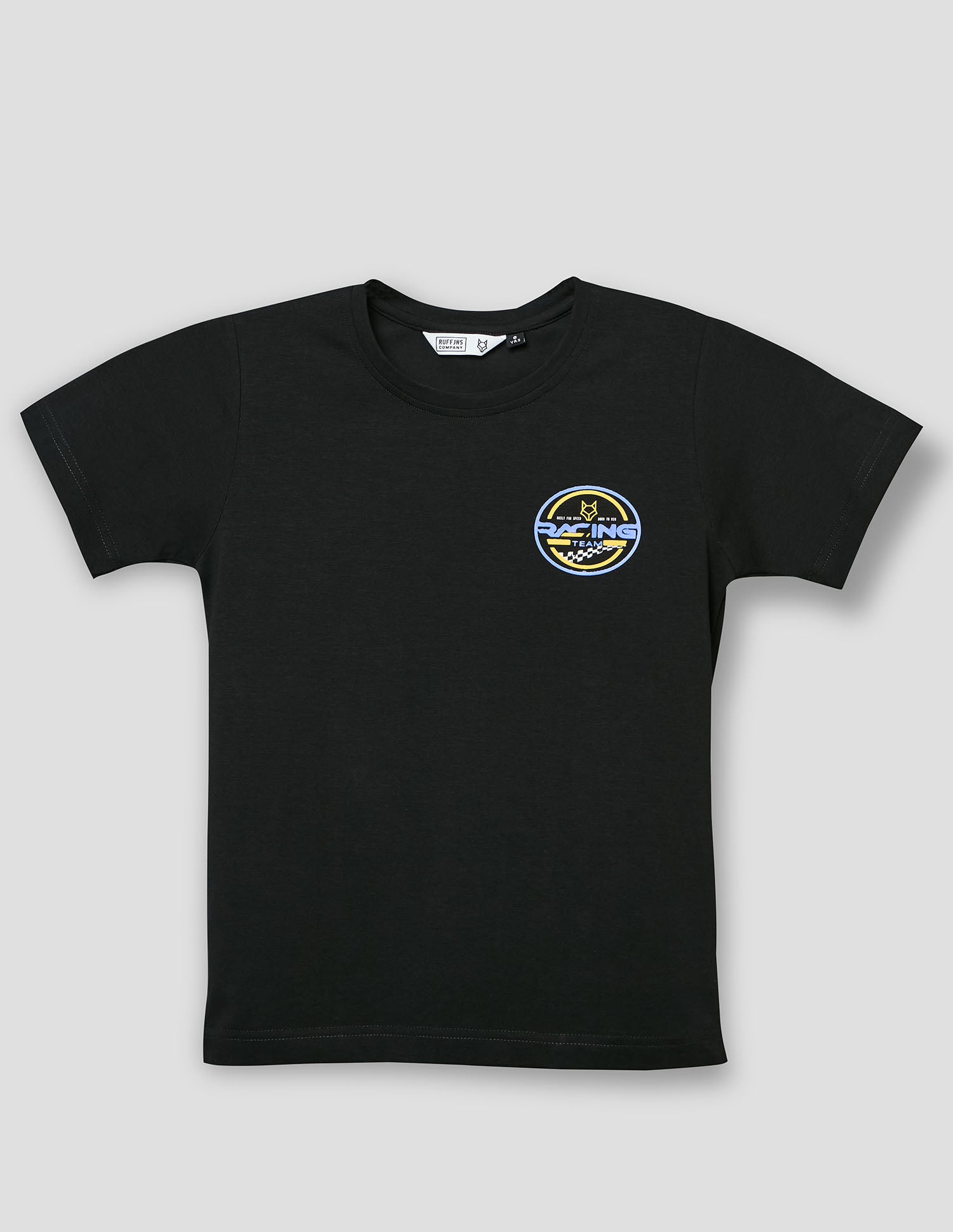 Boys Black Cotton Stretch Crew Neck Fashion T-Shirt
