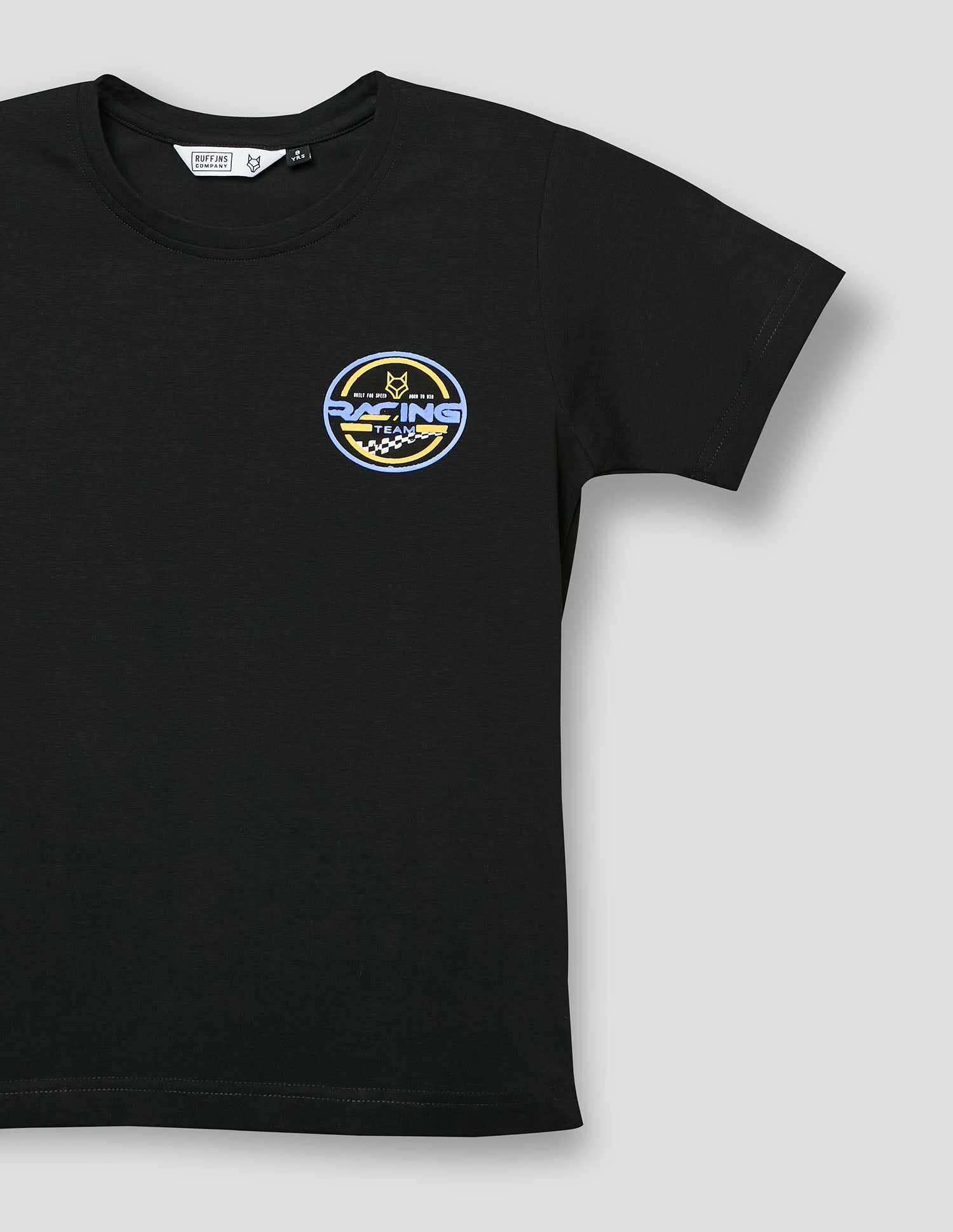 Boys Black Cotton Stretch Crew Neck Fashion T-Shirt