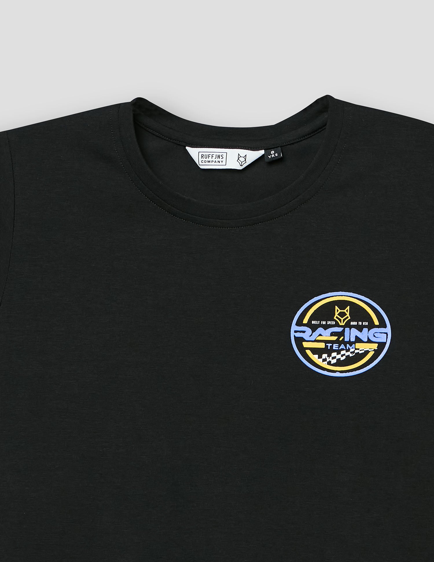 Boys Black Cotton Stretch Crew Neck Fashion T-Shirt