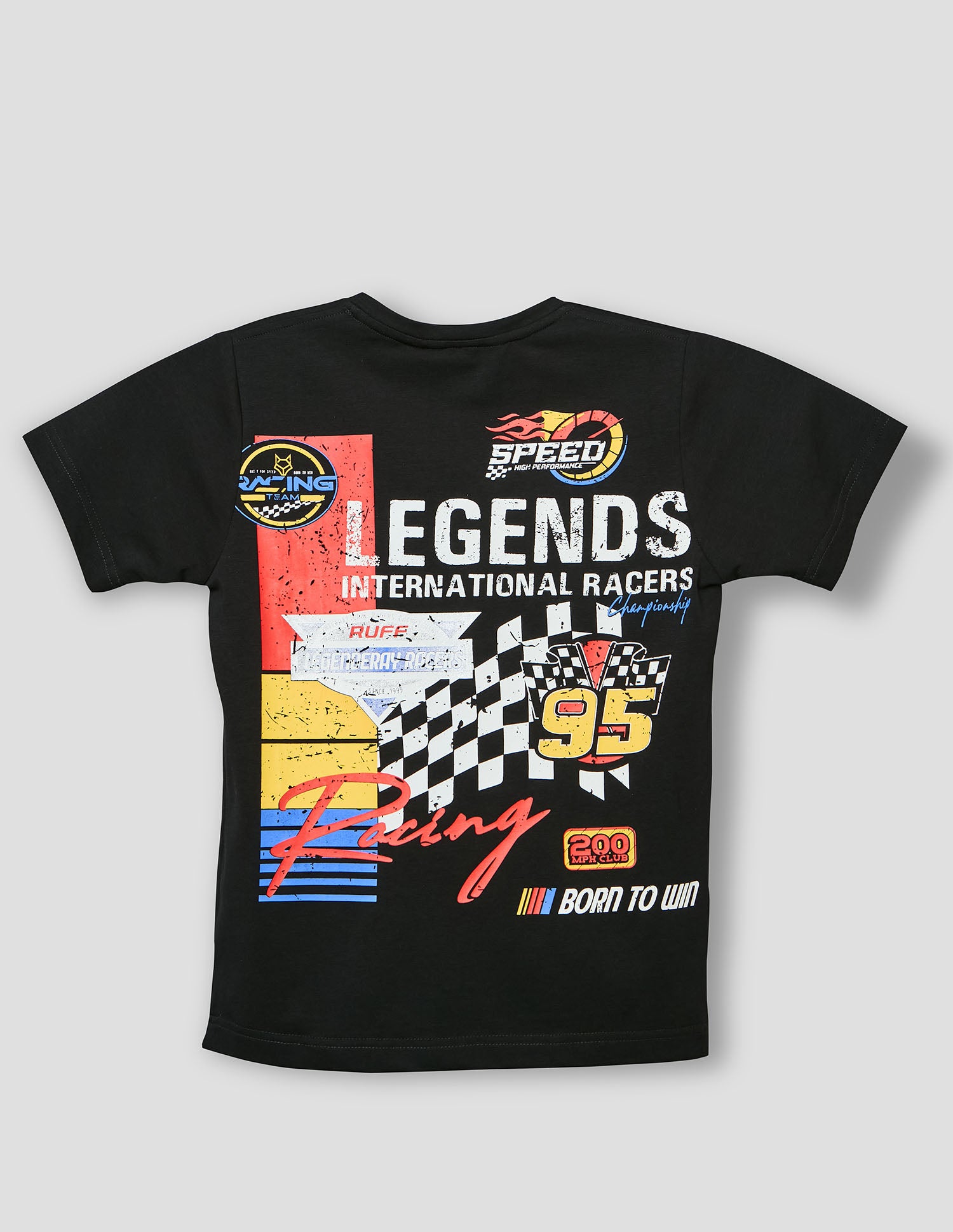 Boys Black Cotton Stretch Crew Neck Fashion T-Shirt