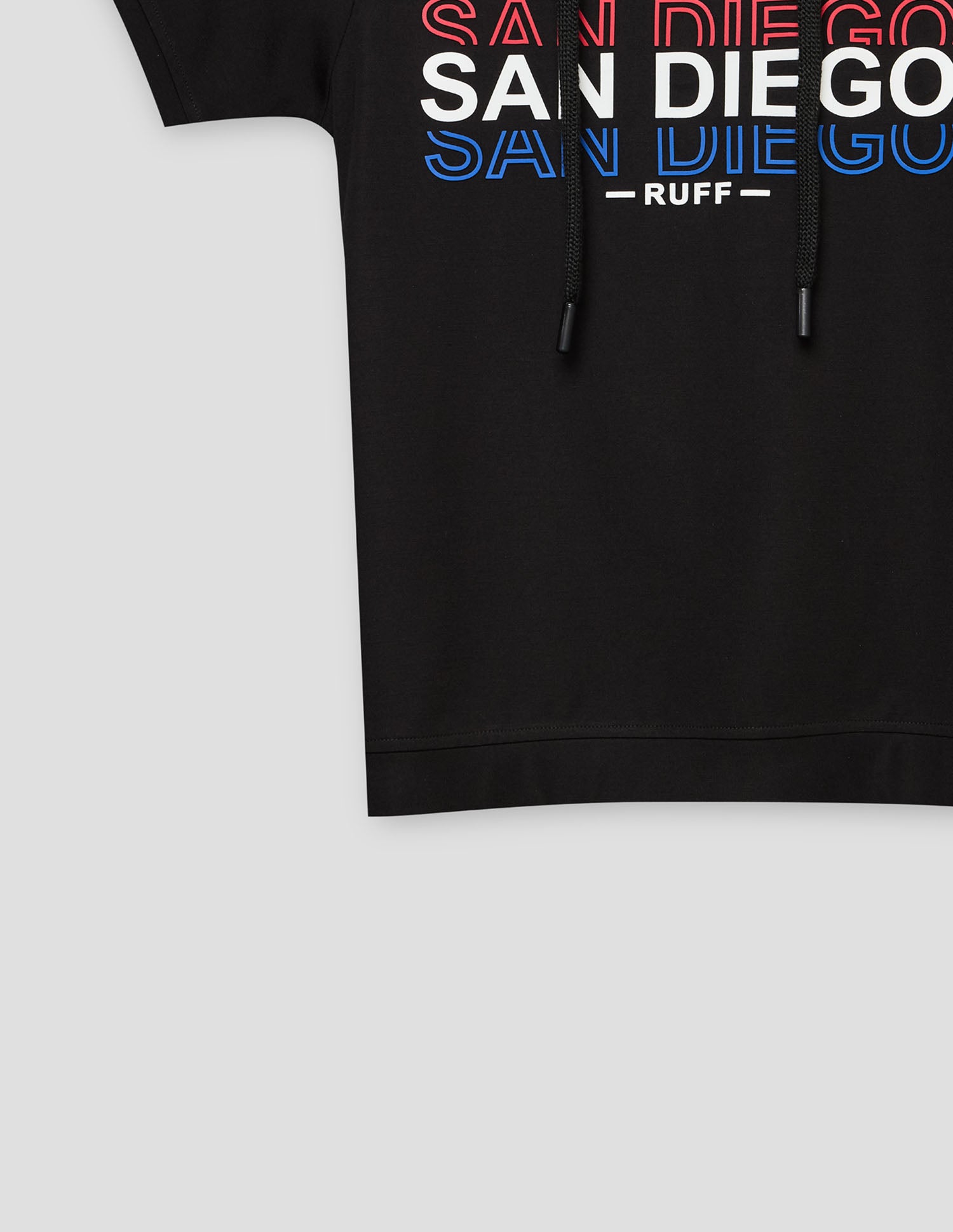 Boys Black Stretch Hooded Half Sleeve T-Shirt
