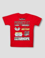 Boys Red Cotton Stretch Crew Neck Fashion T-Shirt