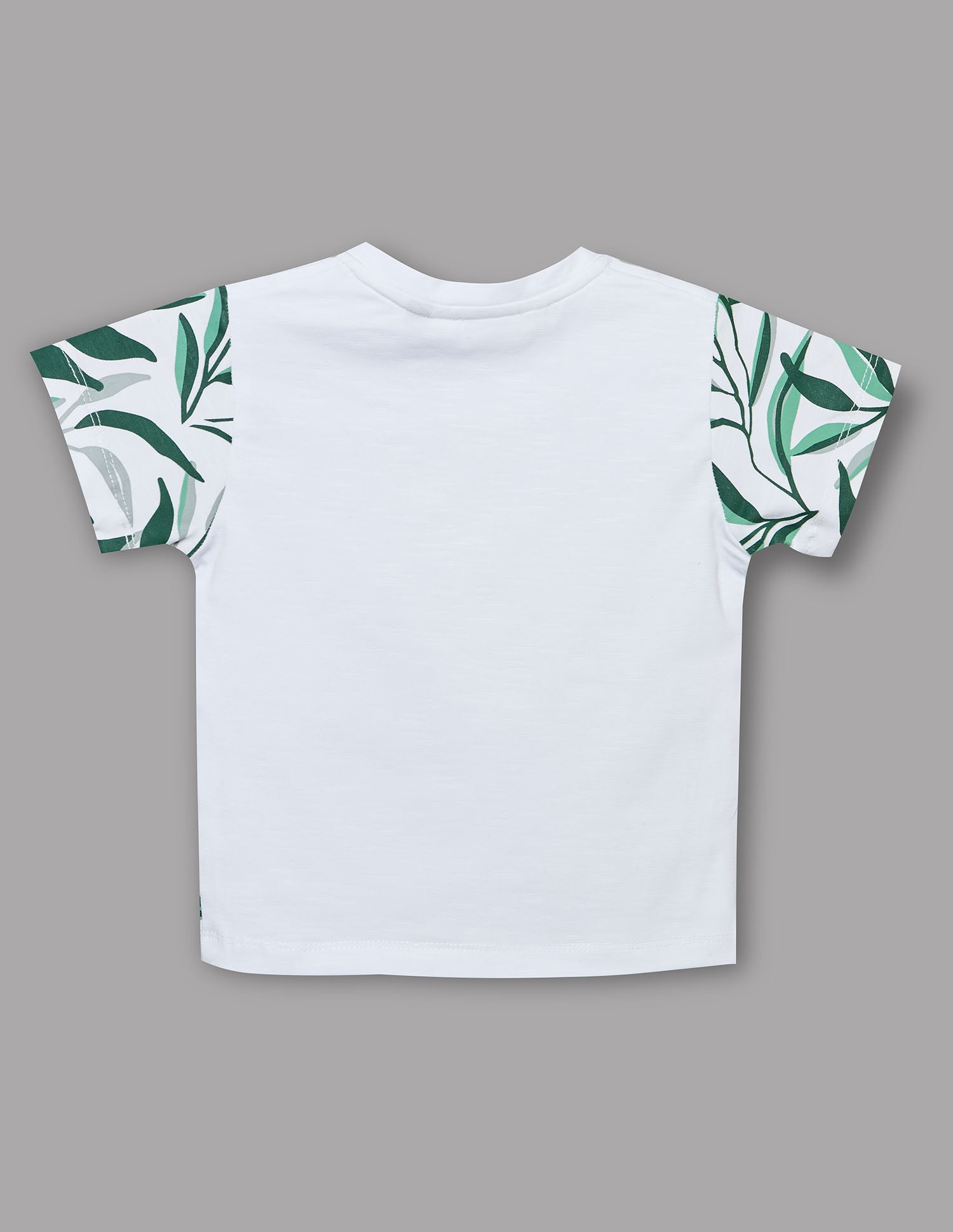Boys Green Cotton Stretch Printed Crew Neck T-Shirt