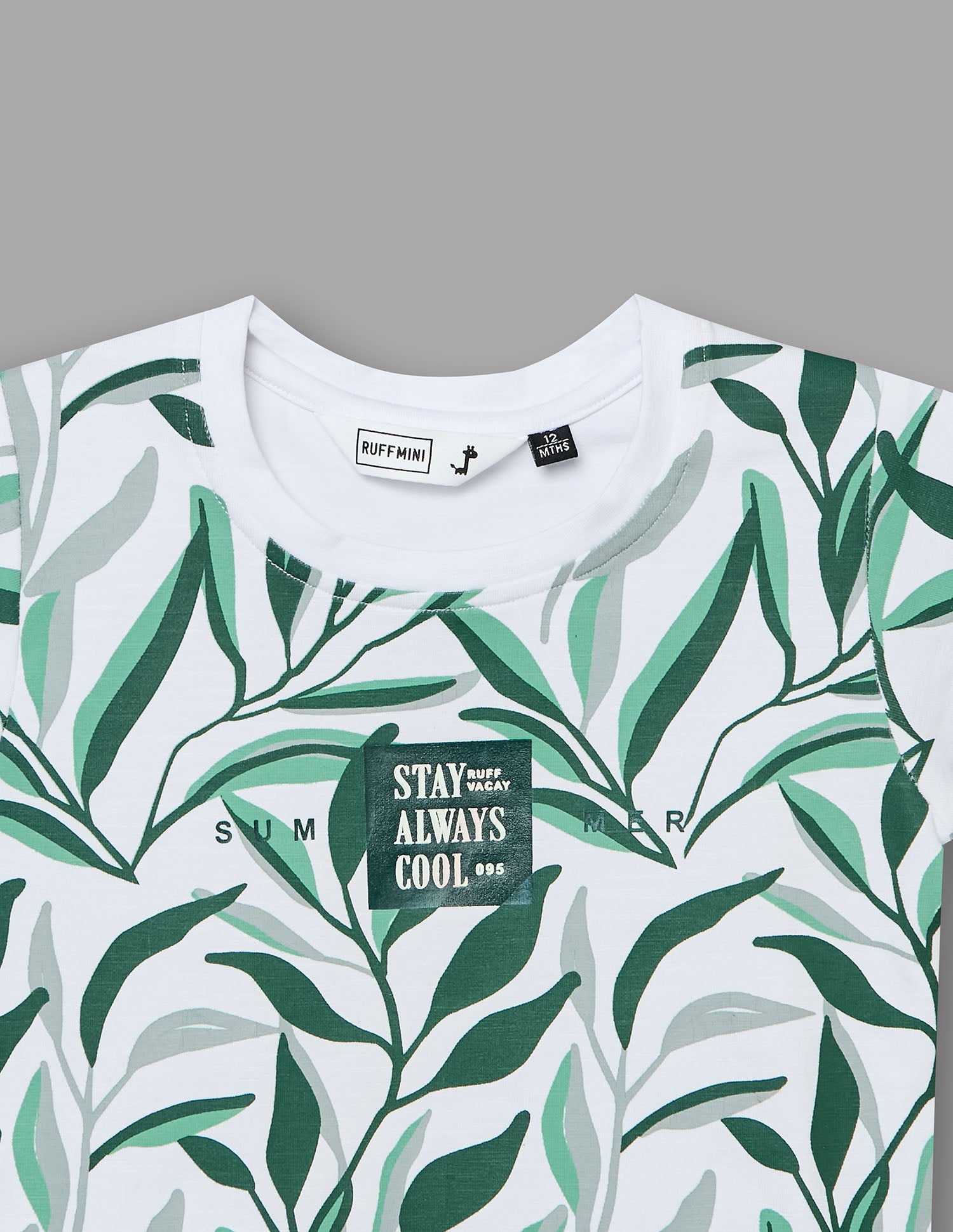 Boys Green Cotton Stretch Printed Crew Neck T-Shirt