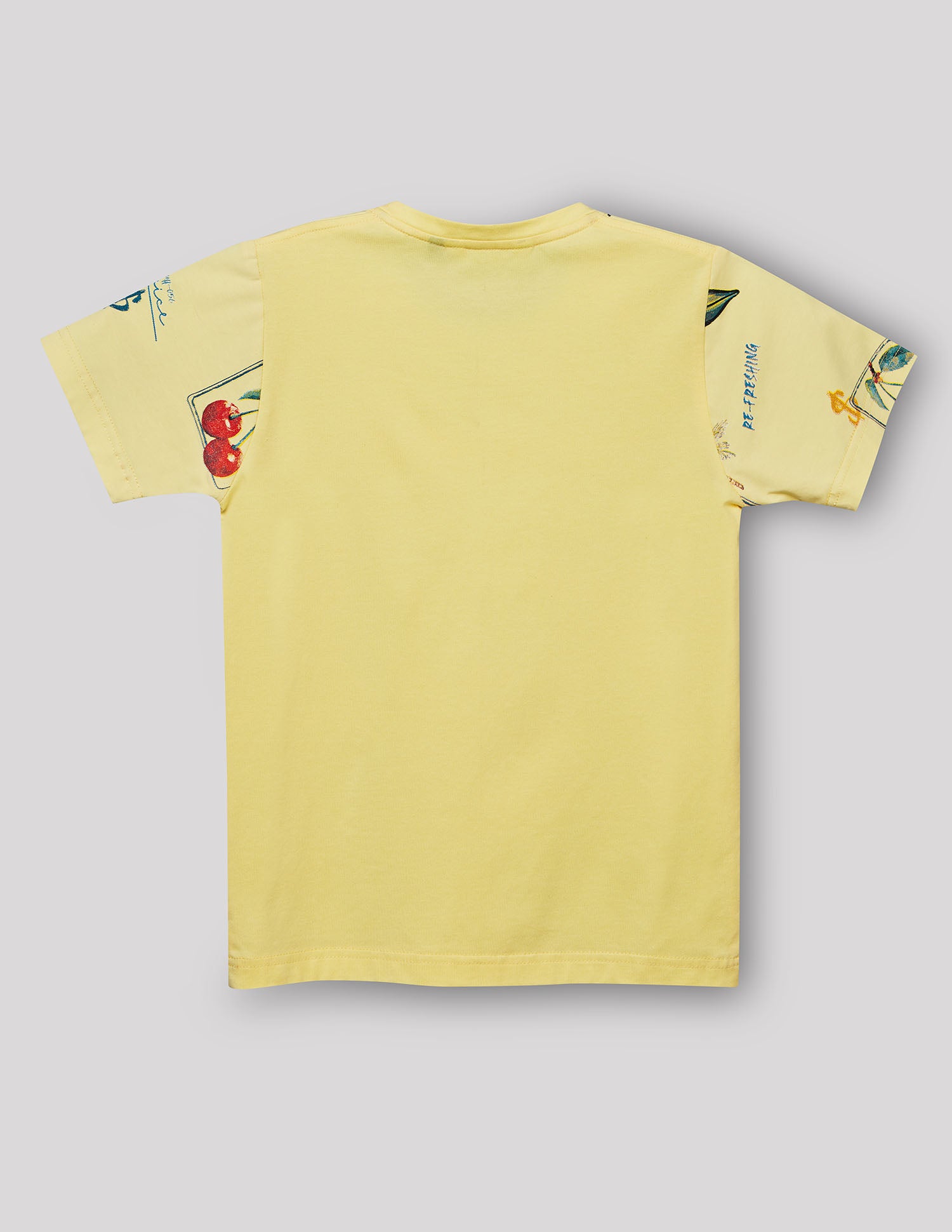 Boys Lemon Cotton Stretch Printed Crew Neck T-Shirt