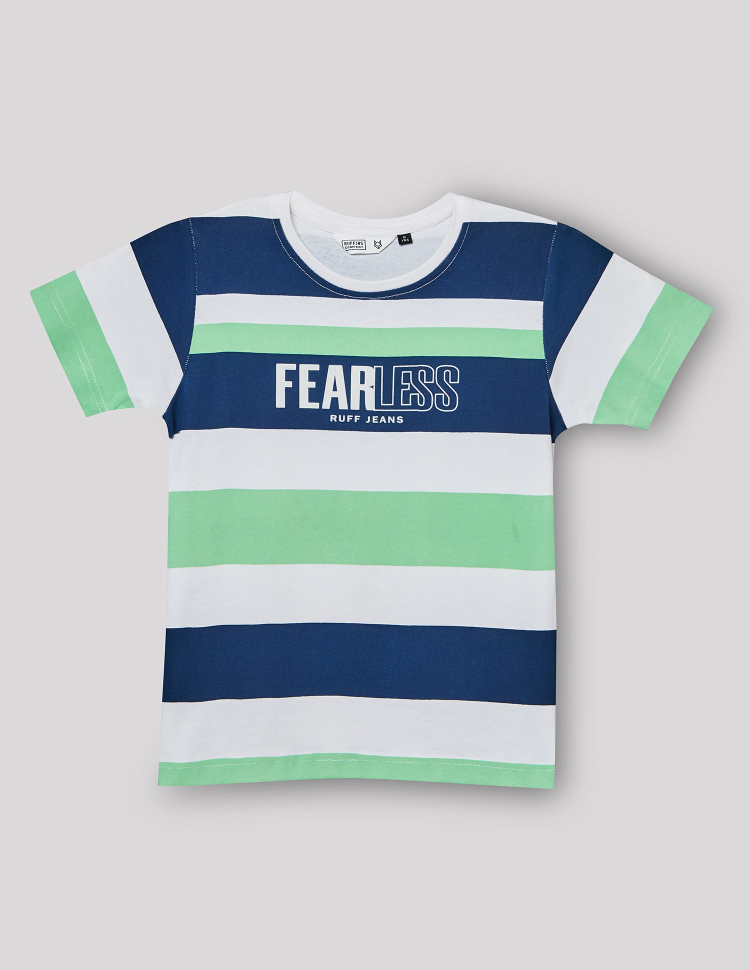 Boys Green Cotton Stretch Crew Neck Smart Fashion T-Shirt