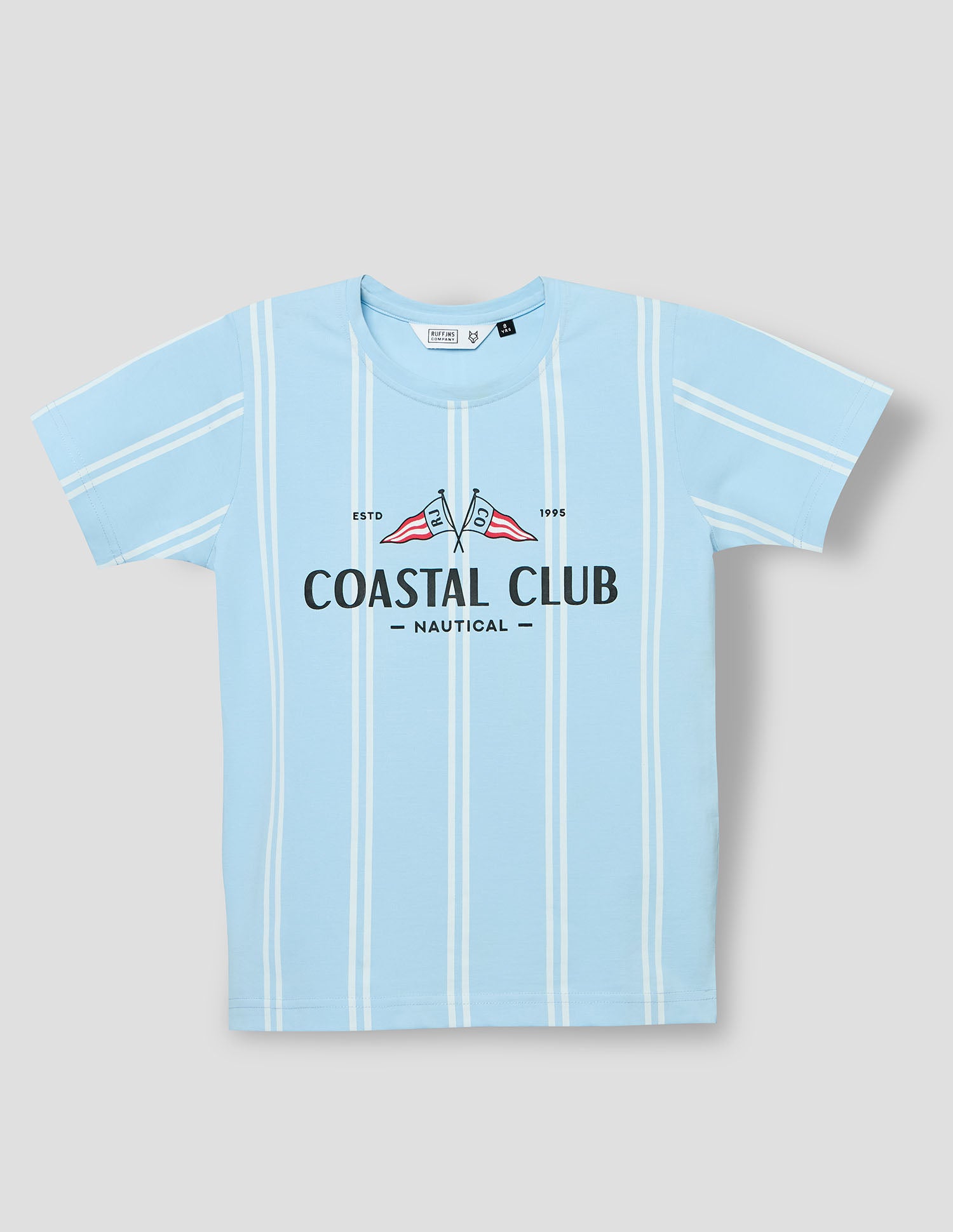 Boys Sky Blue Cotton Stretch Crew Neck Smart Fashion T-Shirt