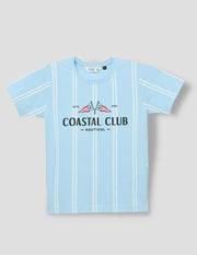 Boys Sky Blue Cotton Stretch Crew Neck Smart Fashion T-Shirt