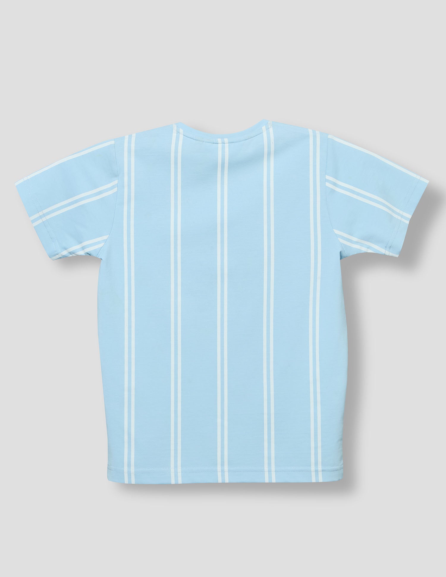 Boys Sky Blue Cotton Stretch Crew Neck Smart Fashion T-Shirt