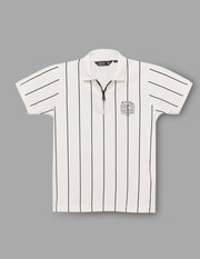 Boys White Cotton Stretch Polo T-Shirt – Half Sleeve