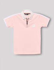 Boys Pink Cotton Blend Polo T-Shirt – Half Sleeve