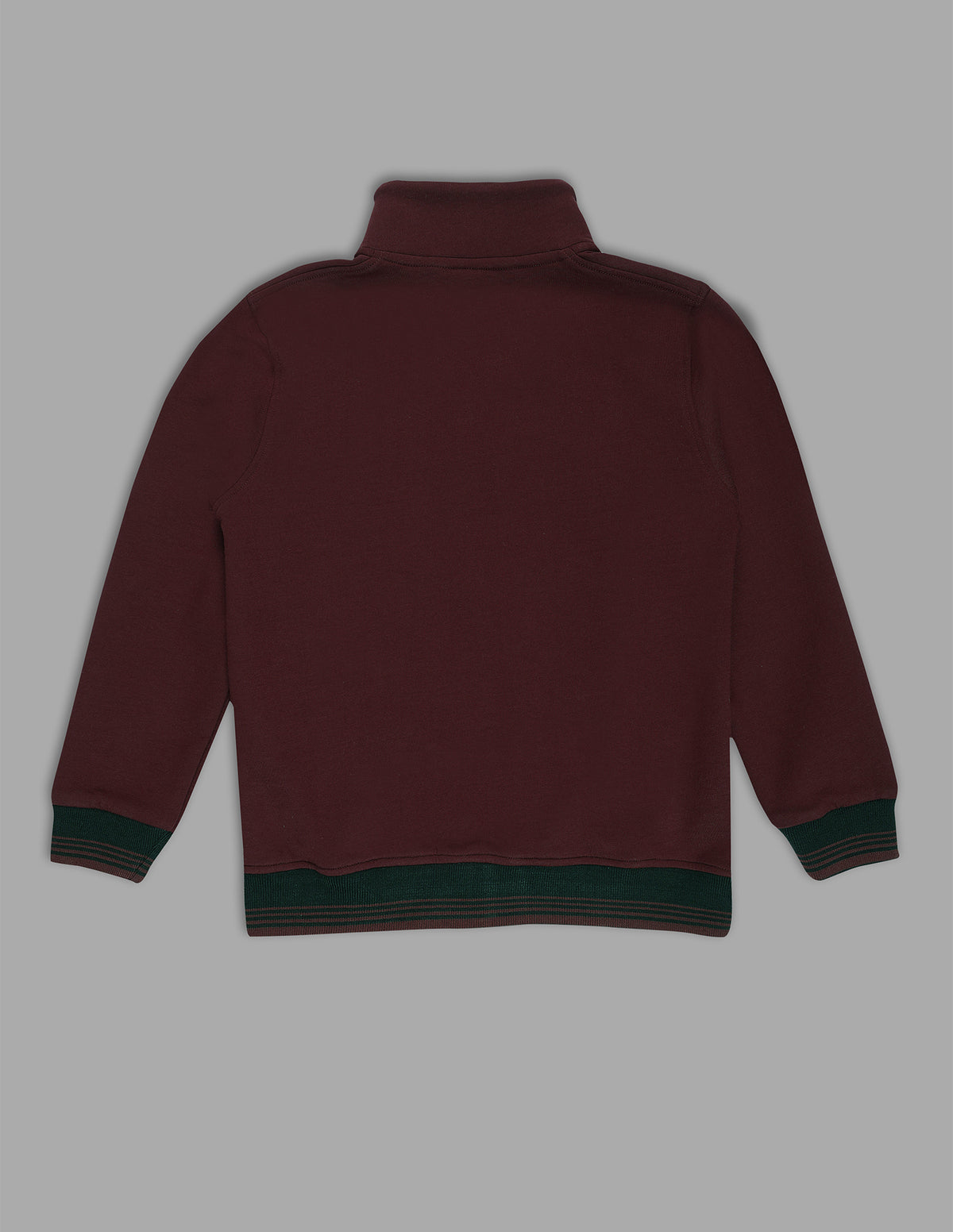 Boys Wine Cotton Blend Crew Neck Zipper T-Shirt